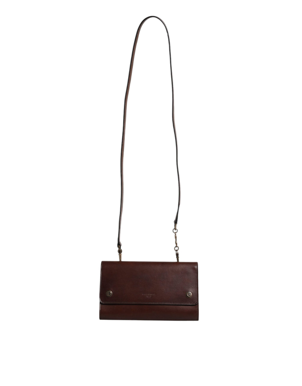 Dolce & Gabbana Brown Leather Logo Embossed Crossbody Bag Dolce & Gabbana