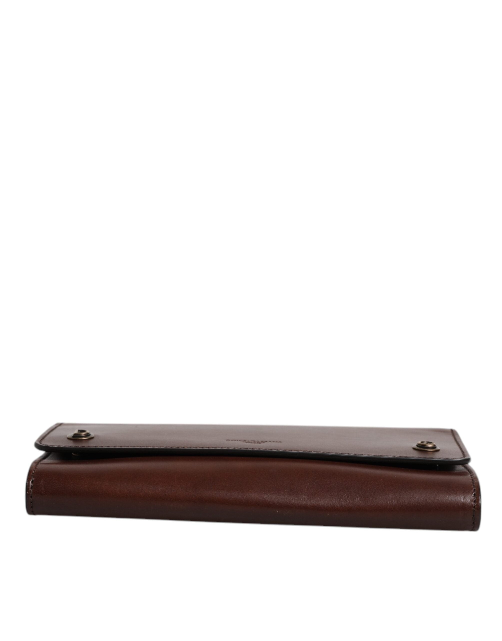 Dolce & Gabbana Brown Leather Logo Embossed Crossbody Bag Dolce & Gabbana