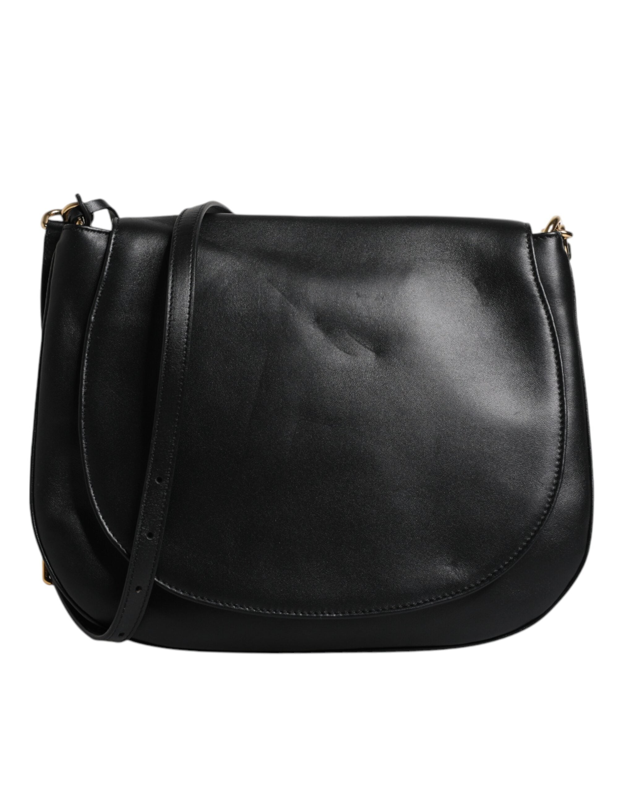 Dolce & Gabbana Black Leather Flap Saddle Shoulder Bag Dolce & Gabbana