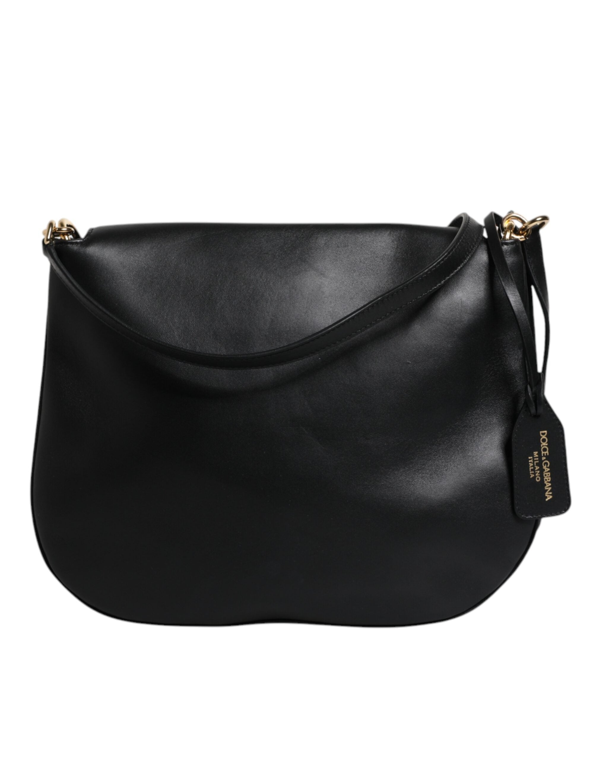 Dolce & Gabbana Black Leather Flap Saddle Shoulder Bag Dolce & Gabbana