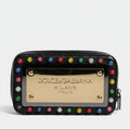 Dolce & Gabbana Black Leather LED Logo Wrist Strap Clutch Bag Dolce & Gabbana