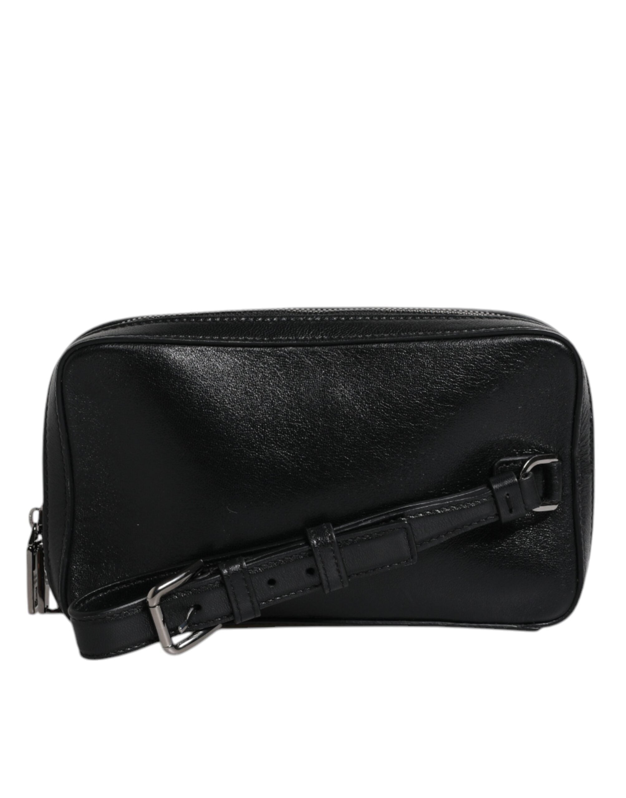 Dolce & Gabbana Black Leather LED Logo Wrist Strap Clutch Bag Dolce & Gabbana