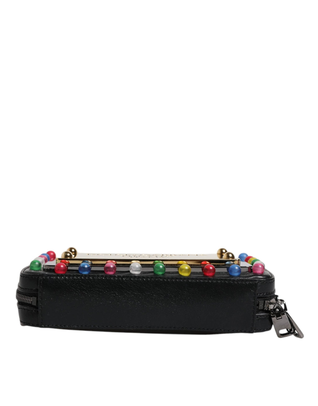Dolce & Gabbana Black Leather LED Logo Wrist Strap Clutch Bag Dolce & Gabbana