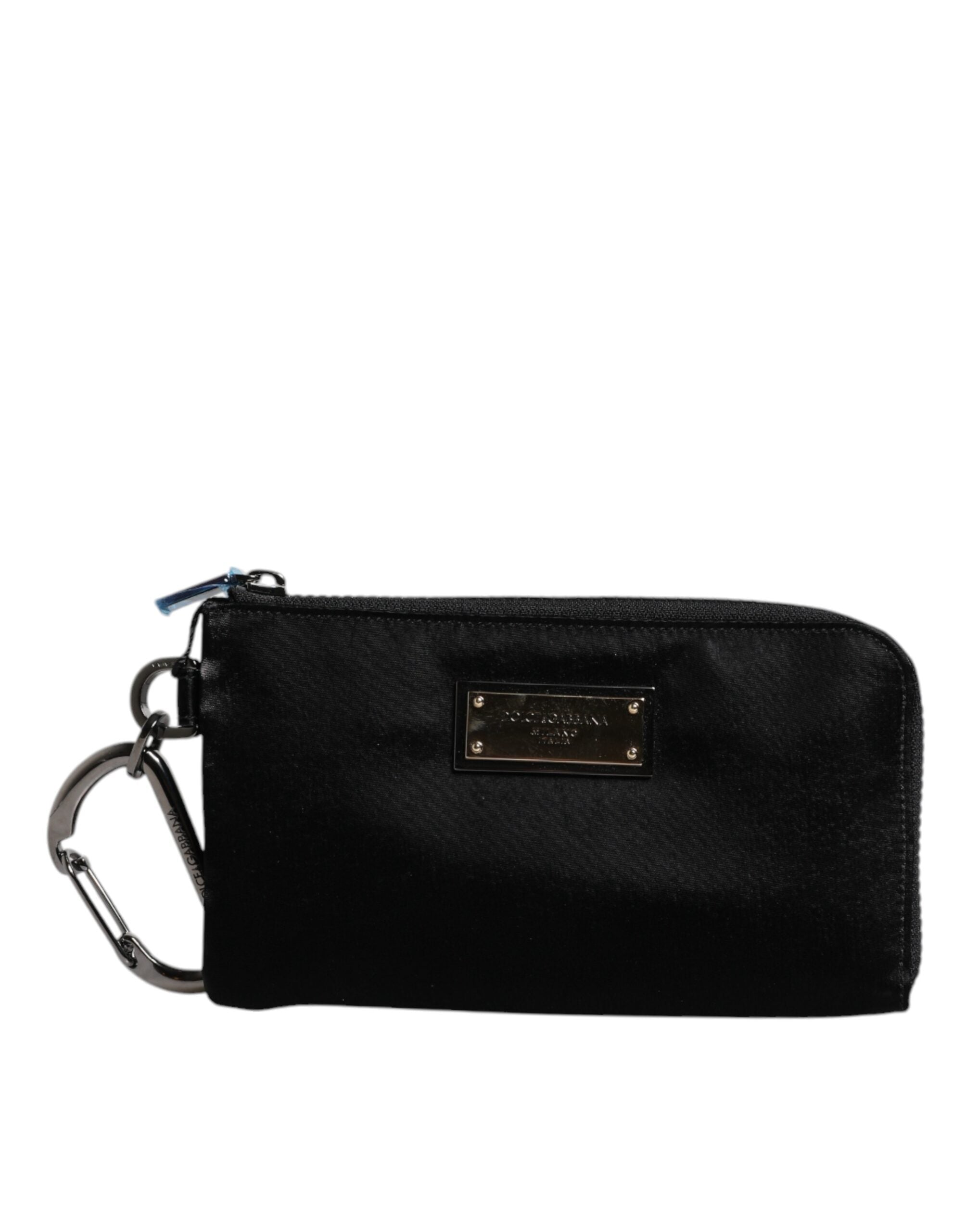 Dolce & Gabbana Black Nylon Logo Plaque Keyring Pouch Clutch Bag III Dolce & Gabbana