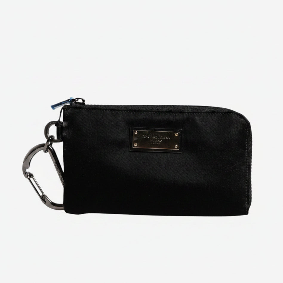 Dolce & Gabbana Black Nylon Logo Plaque Keyring Pouch Clutch Bag Dolce & Gabbana
