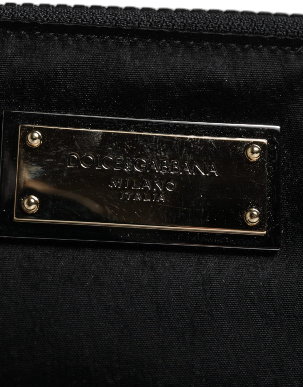Dolce & Gabbana Black Nylon Logo Plaque Keyring Pouch Clutch Bag III Dolce & Gabbana