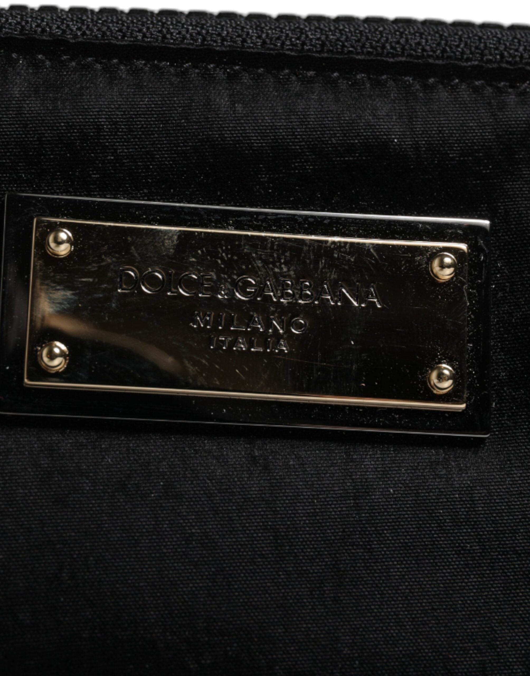 Dolce & Gabbana Black Nylon Logo Plaque Keyring Pouch Clutch Bag III Dolce & Gabbana