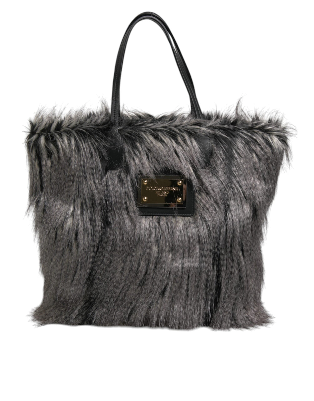 Dolce & Gabbana Black Oversize Faux Fur Shopping Tote Bag Dolce & Gabbana