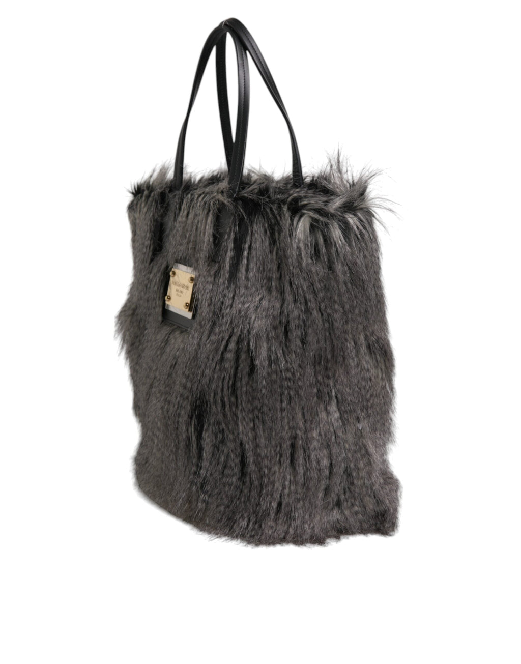 Dolce & Gabbana Black Oversize Faux Fur Shopping Tote Bag Dolce & Gabbana