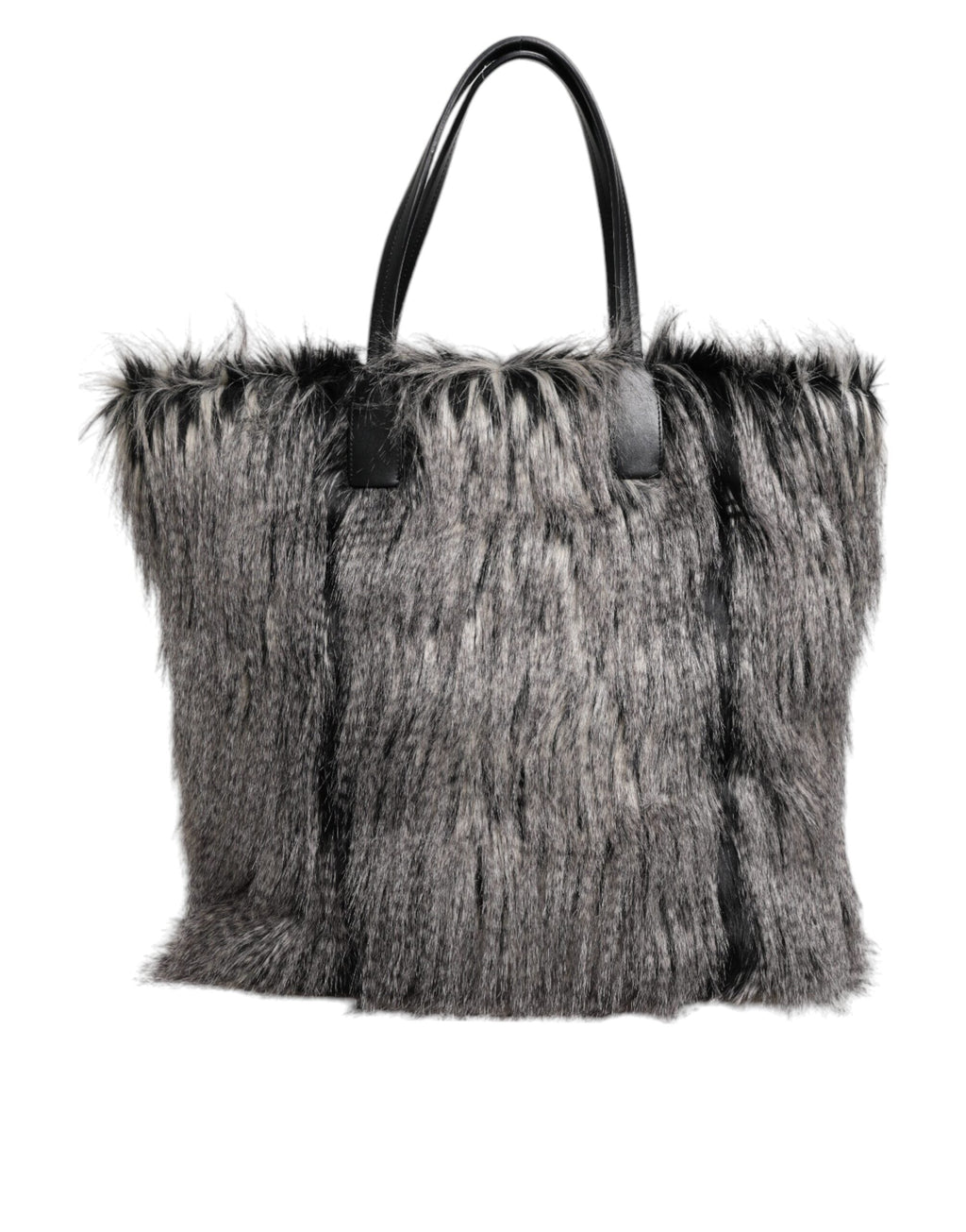 Dolce & Gabbana Black Oversize Faux Fur Shopping Tote Bag Dolce & Gabbana