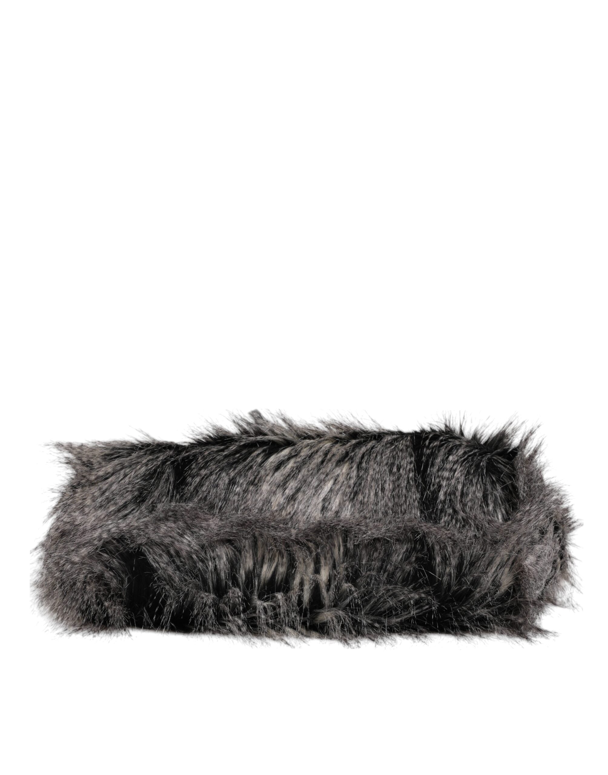 Dolce & Gabbana Black Oversize Faux Fur Shopping Tote Bag Dolce & Gabbana