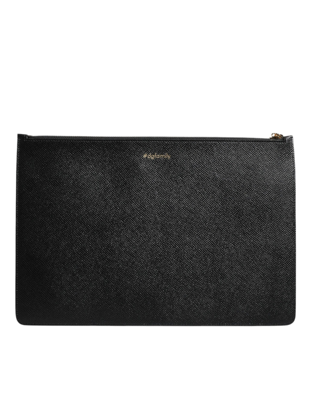 Dolce & Gabbana Black Leather #DGFamily Embellished Zip Pouch Bag Dolce & Gabbana