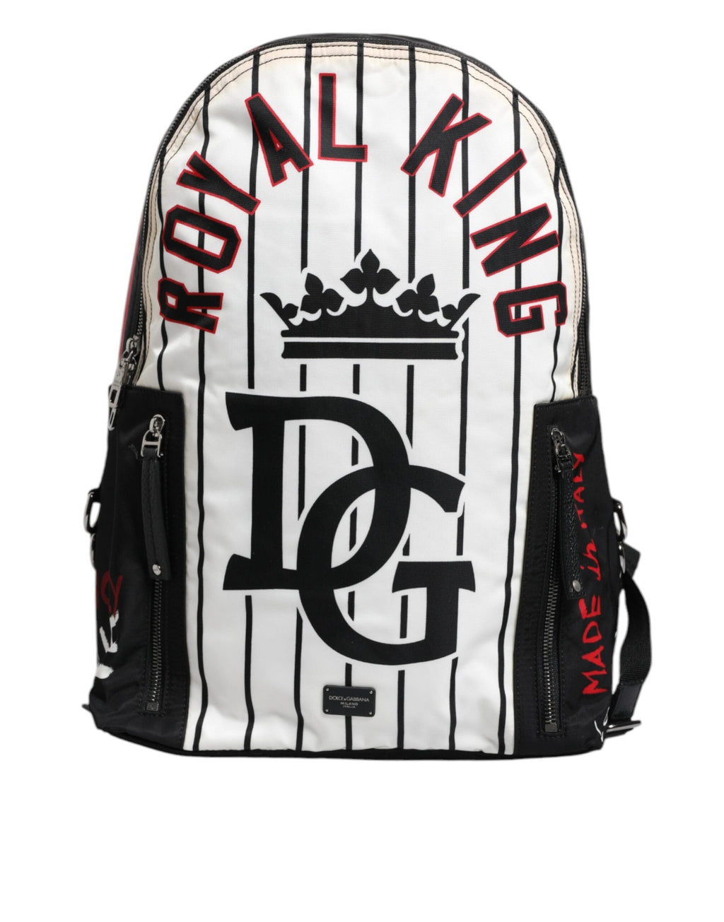 Dolce & Gabbana Black & White Vulcano Royal King Print Men Backpack Dolce & Gabbana