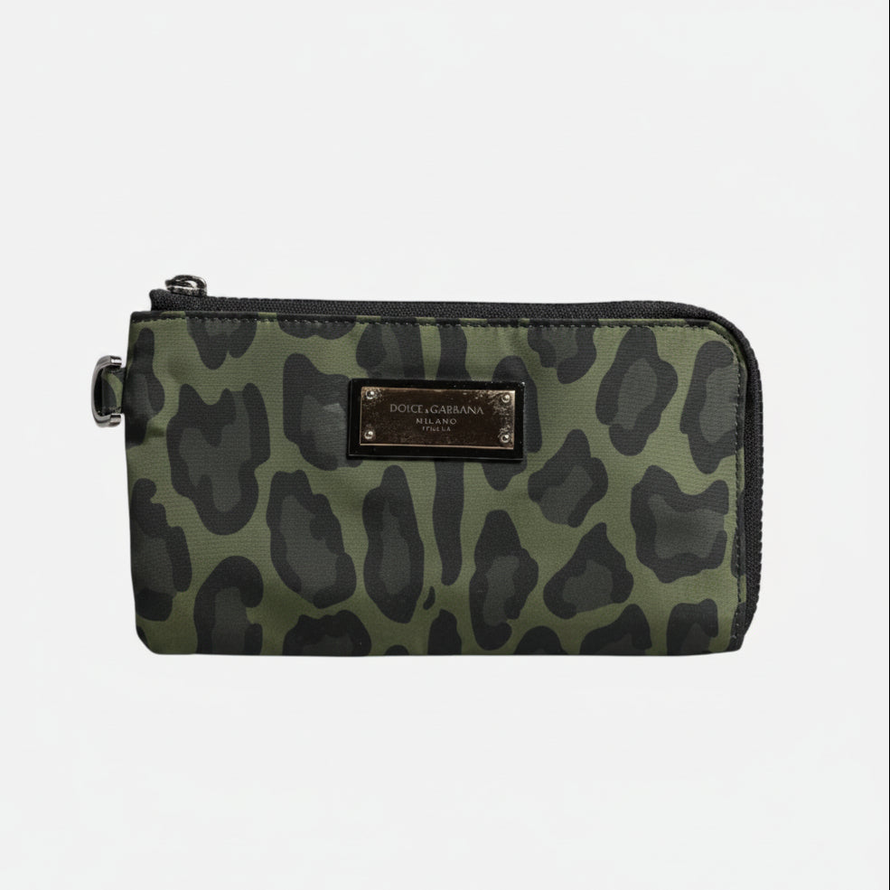 Dolce & Gabbana Green Leopard Leather Logo Plaque Multifunctional Kit Bag Dolce & Gabbana