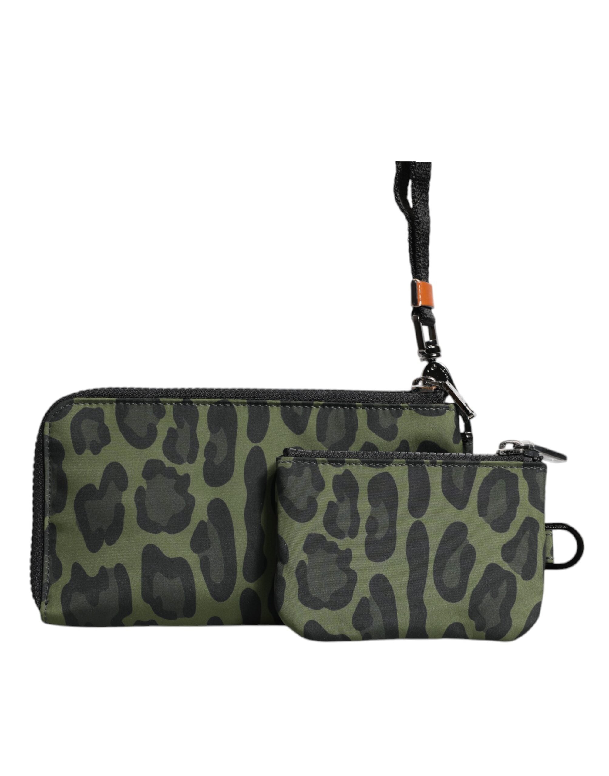 Dolce & Gabbana Green Leopard Leather Logo Plaque Multifunctional Kit Bag Dolce & Gabbana