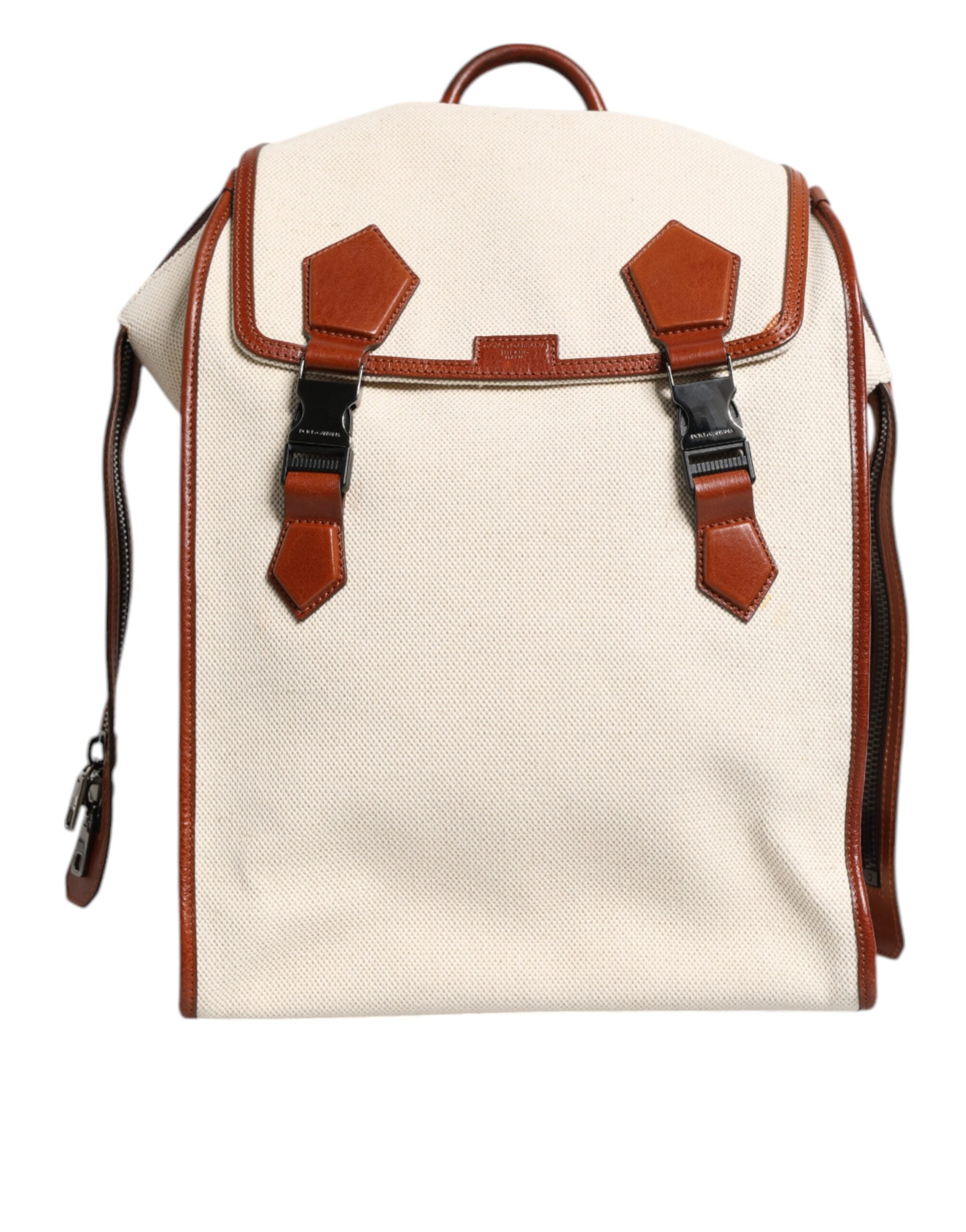 Dolce & Gabbana Beige & Brown Canvas Leather EDGE Travel Backpack Dolce & Gabbana