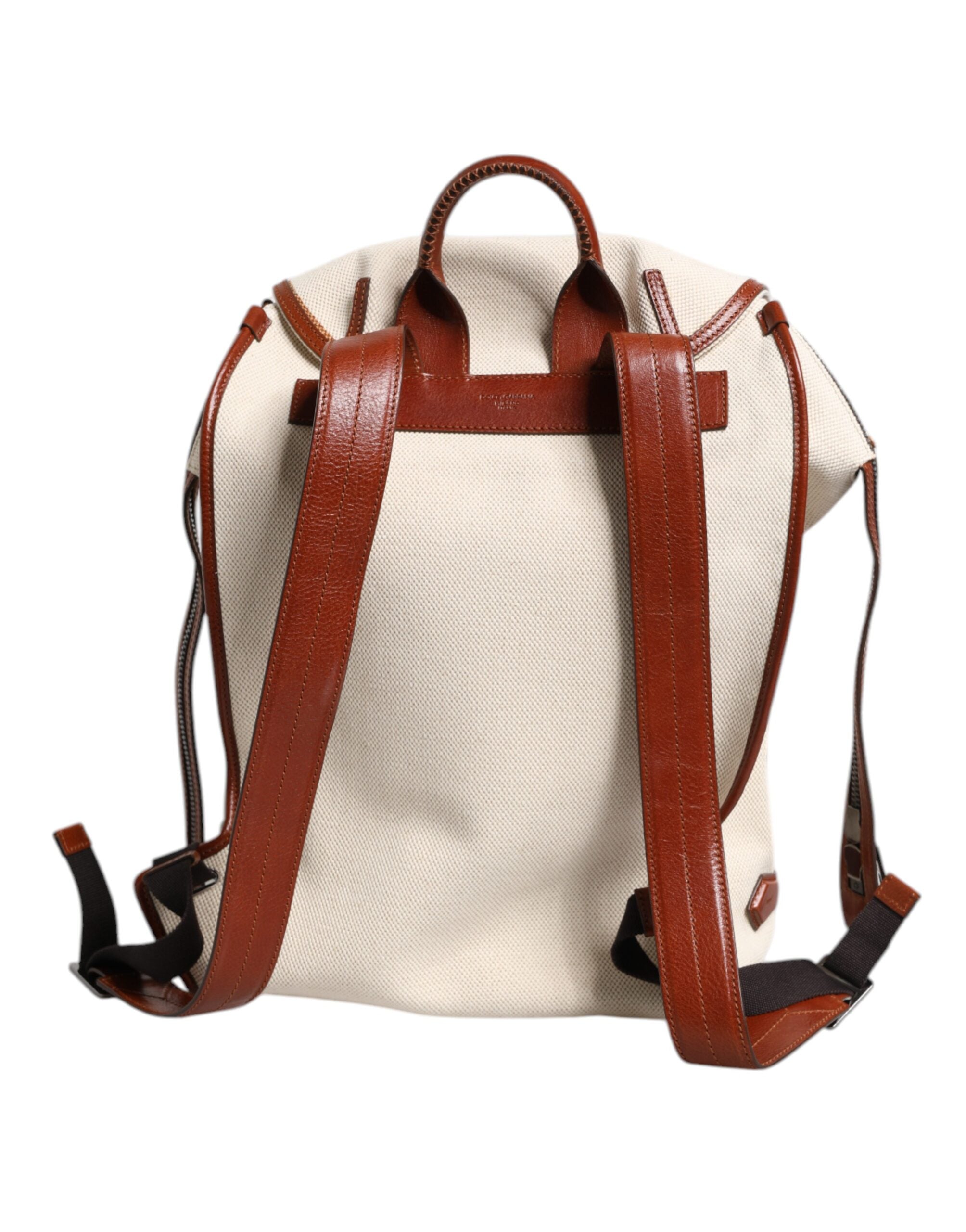 Dolce & Gabbana Beige & Brown Canvas Leather EDGE Travel Backpack Dolce & Gabbana