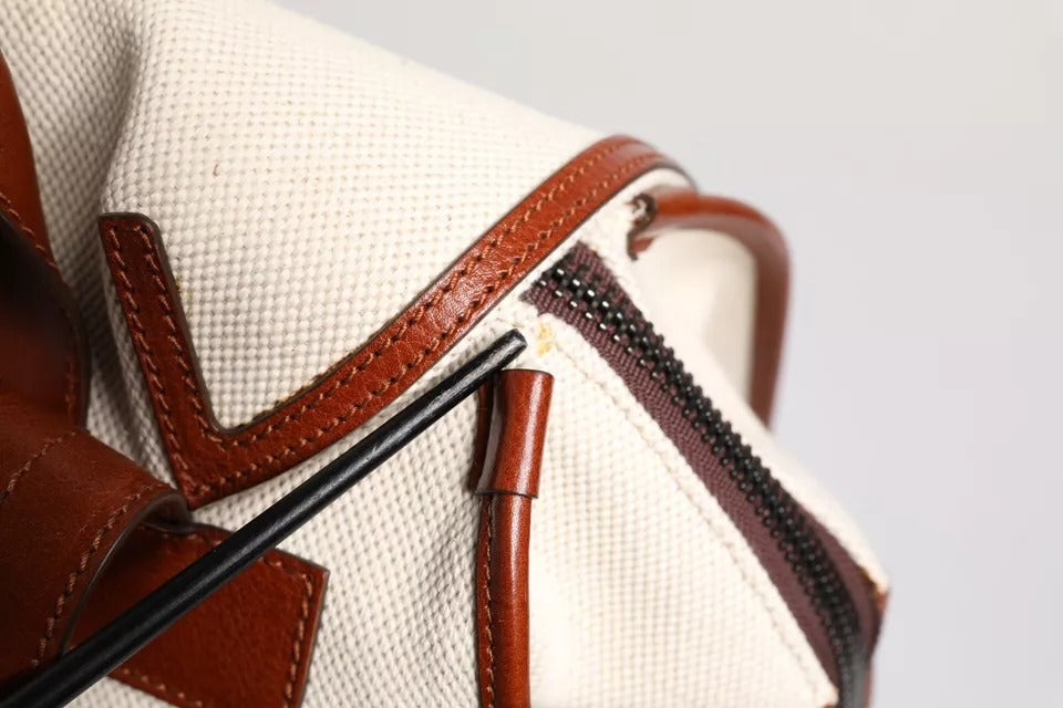 Dolce & Gabbana Beige & Brown Canvas Leather EDGE Travel Backpack Dolce & Gabbana