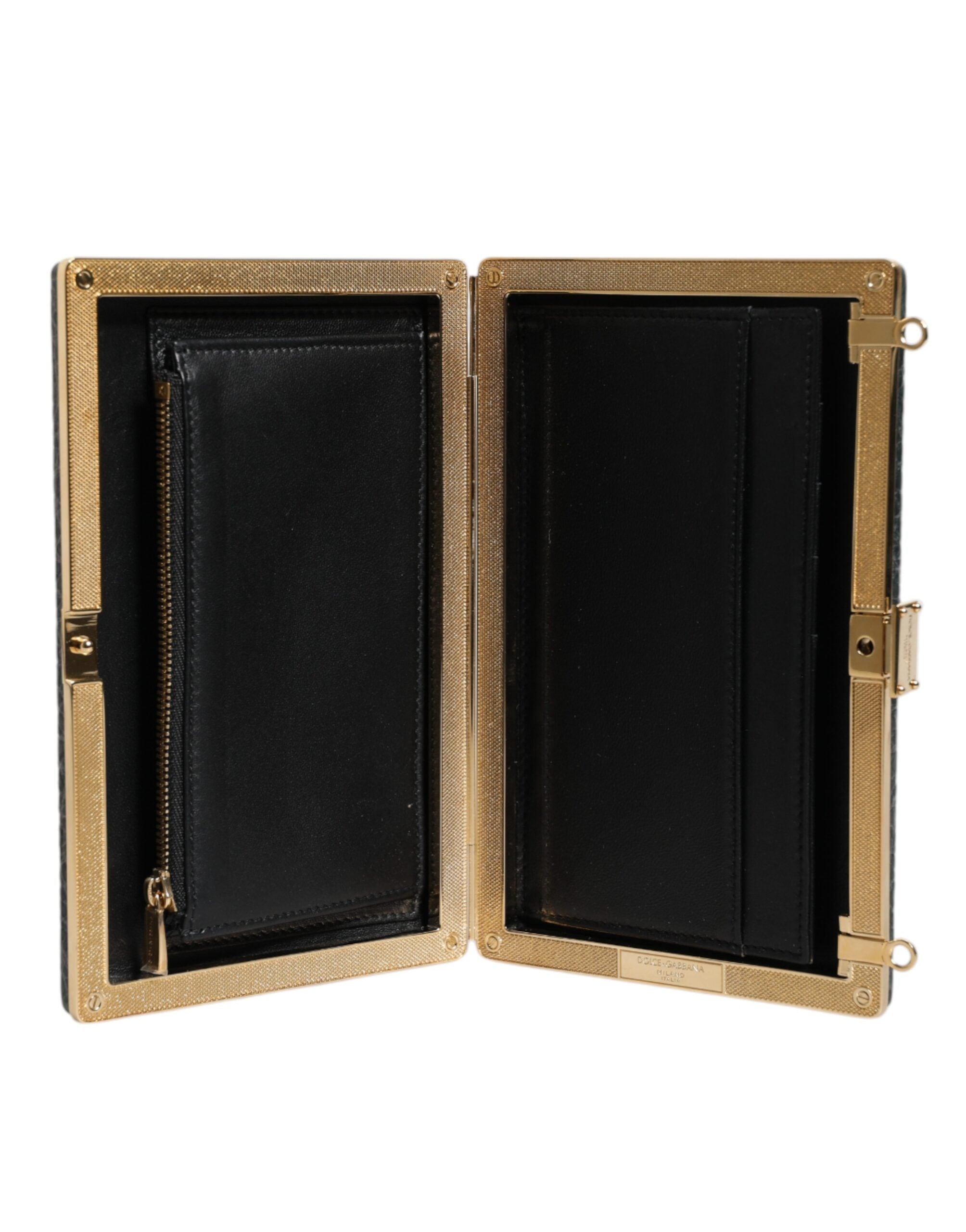 Dolce & Gabbana Black Leather Clutch Evening Crossbody Bag Dolce & Gabbana