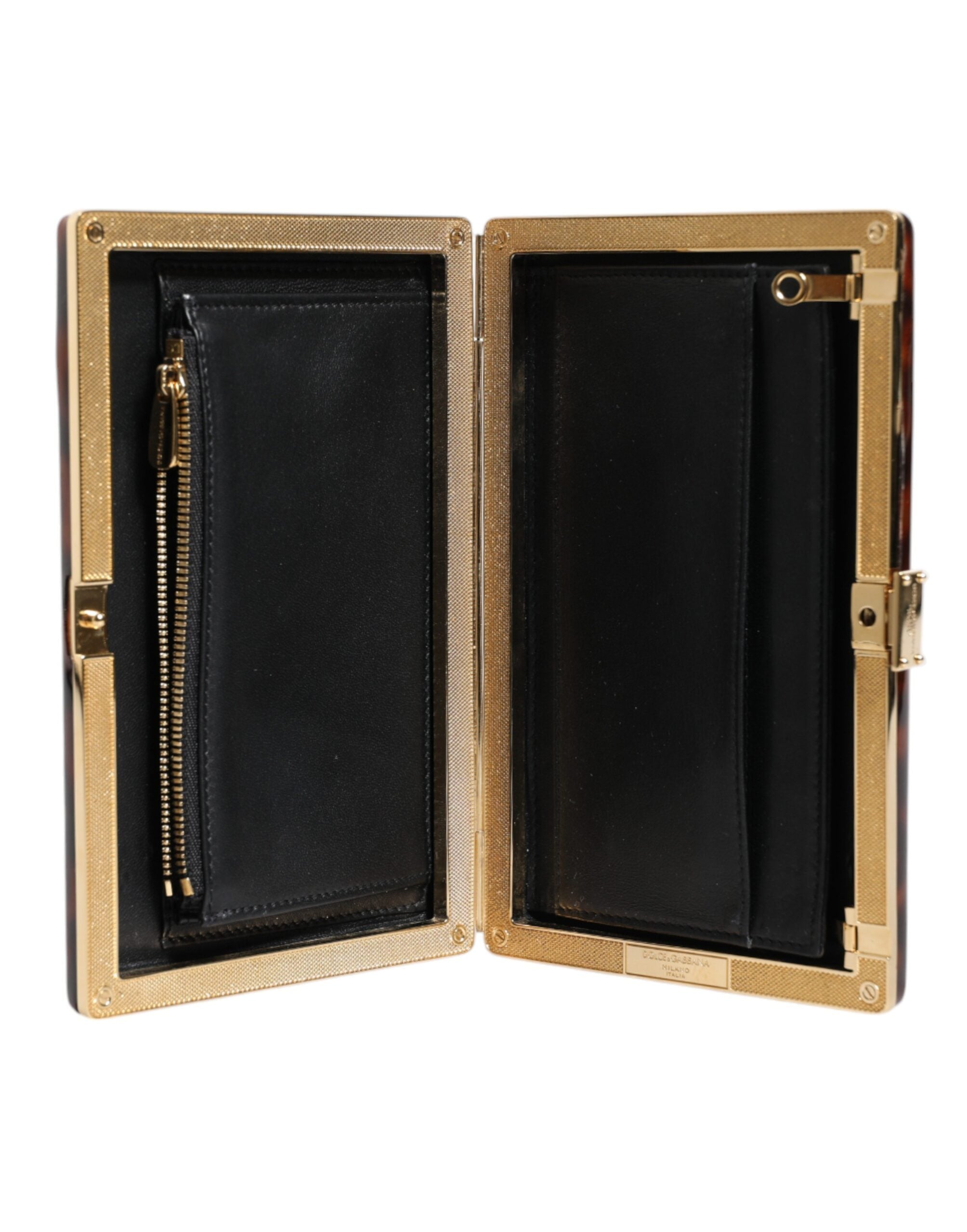 Dolce & Gabbana Brown Leather Clutch Evening Crossbody Bag II Dolce & Gabbana