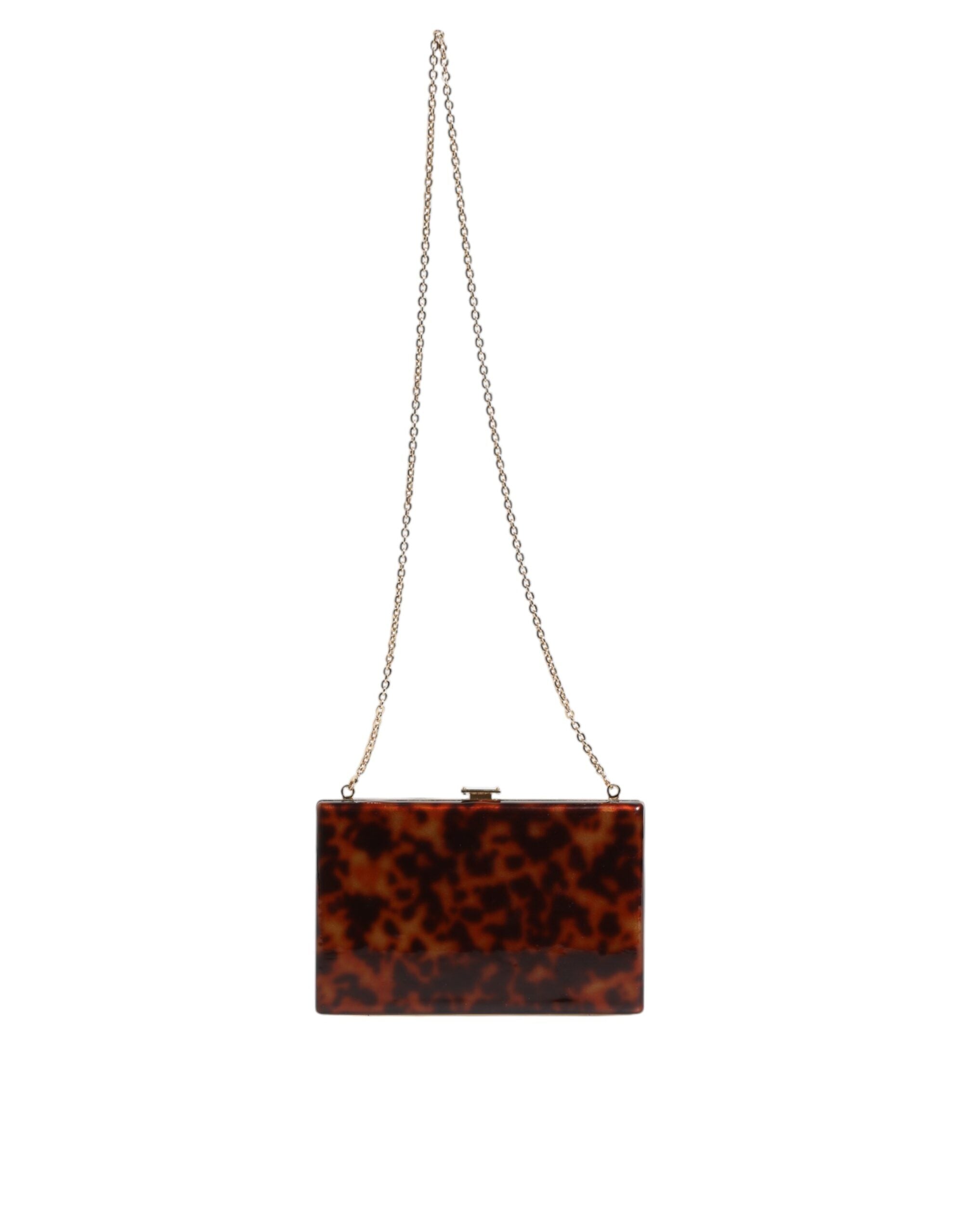 Dolce & Gabbana Brown Leather Clutch Evening Crossbody Bag II Dolce & Gabbana