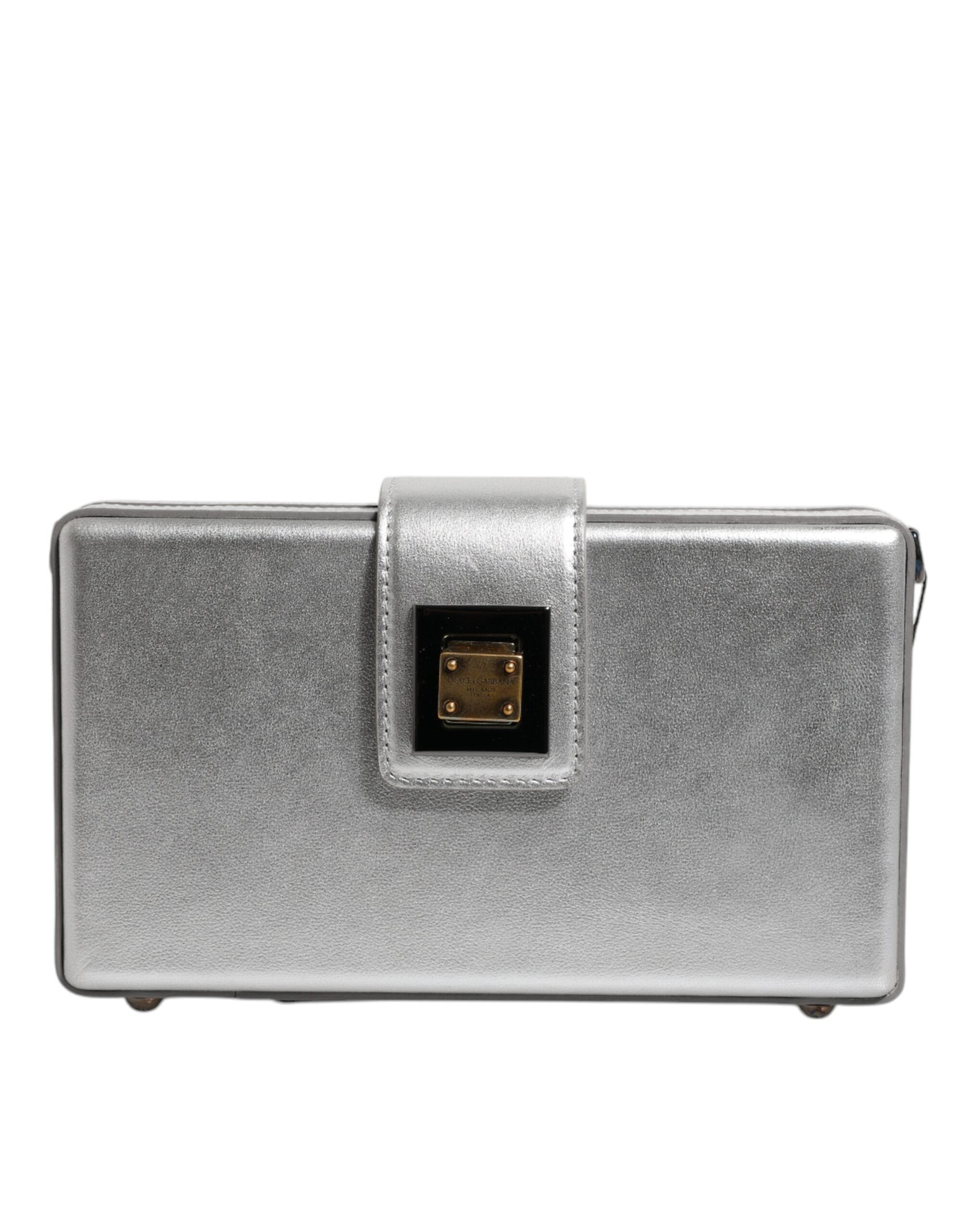 Dolce & Gabbana Metallic Silver DG BOX Leather Shoulder Bag Dolce & Gabbana