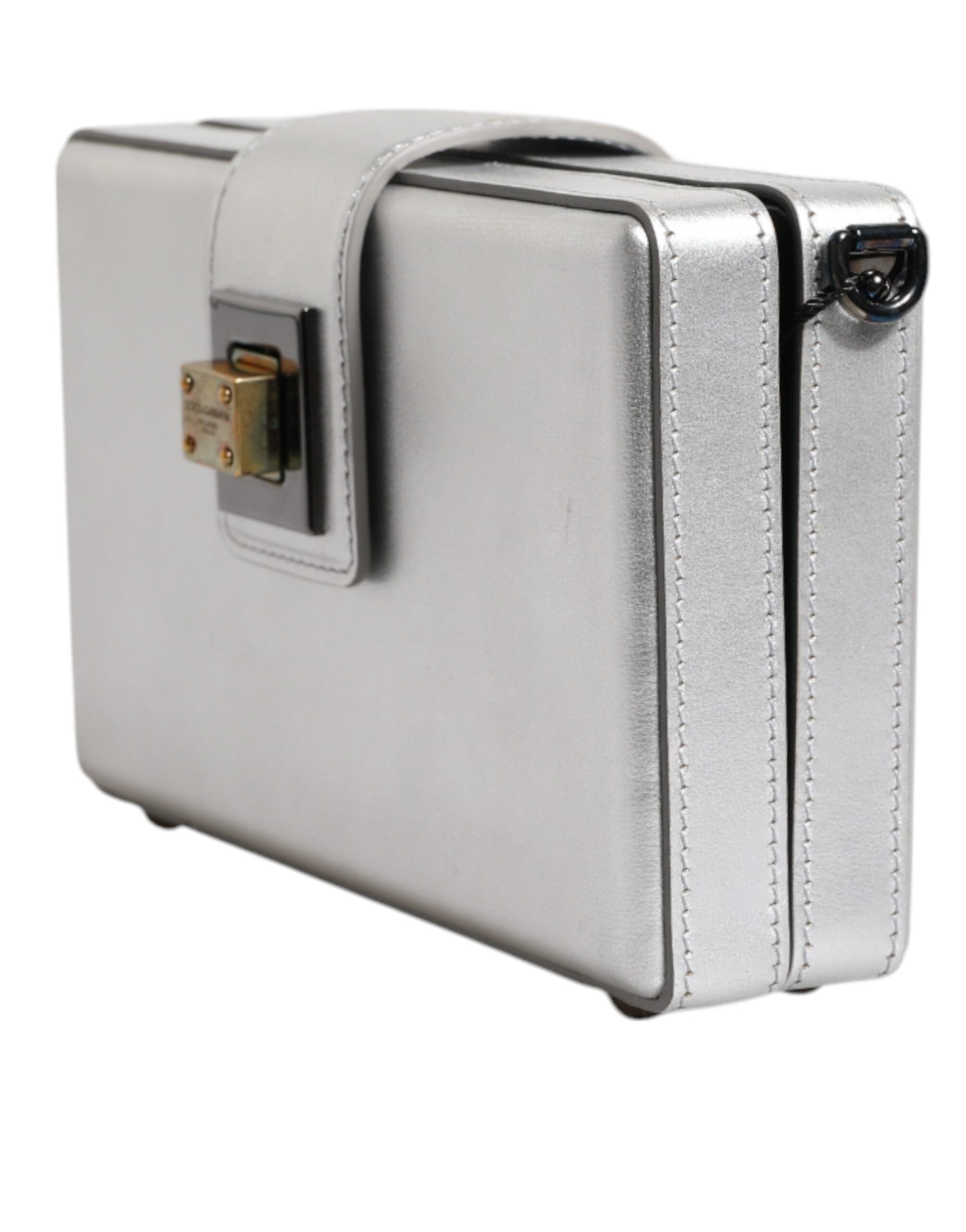 Dolce & Gabbana Metallic Silver DG BOX Leather Shoulder Bag Dolce & Gabbana