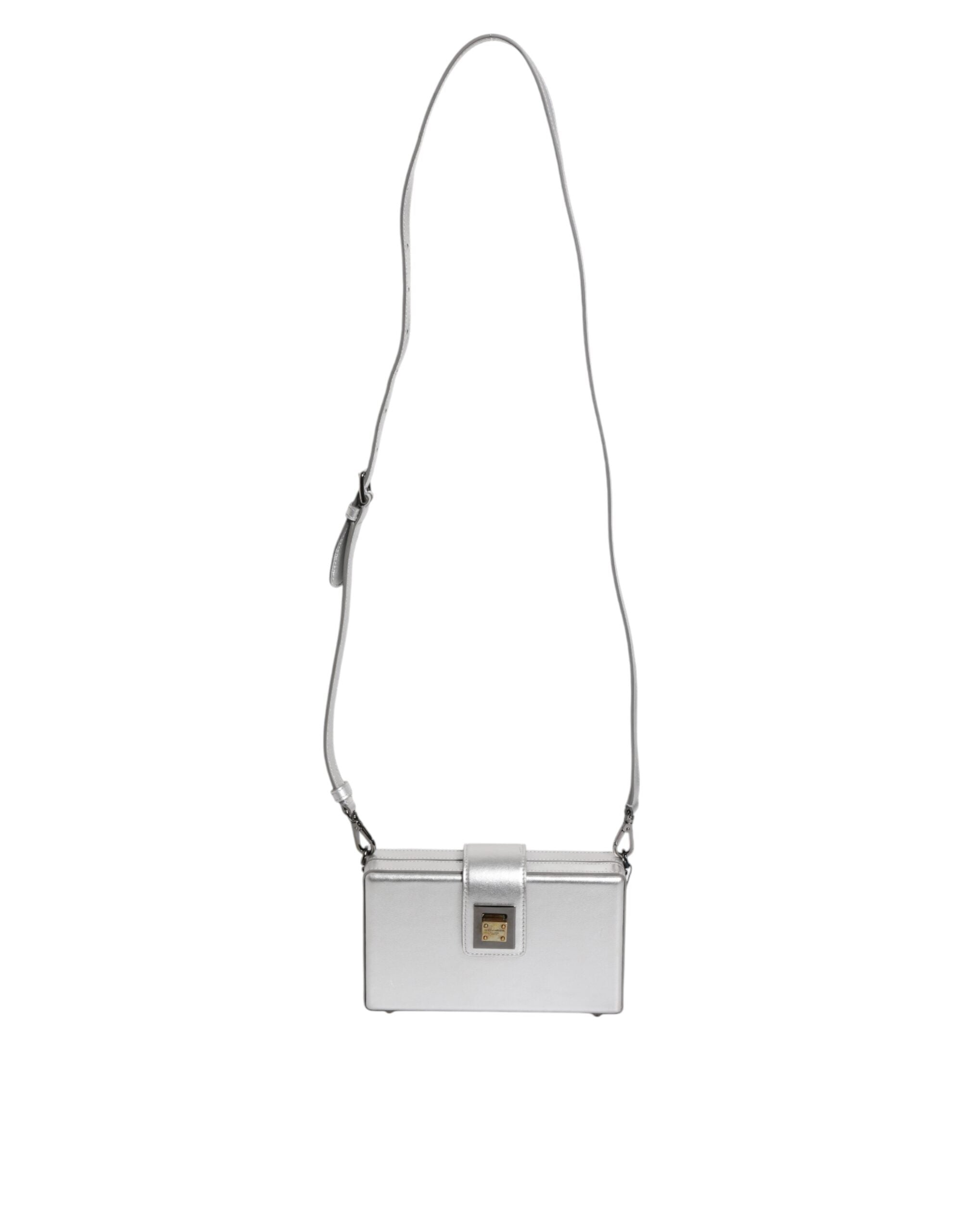 Dolce & Gabbana Metallic Silver DG BOX Leather Shoulder Bag Dolce & Gabbana