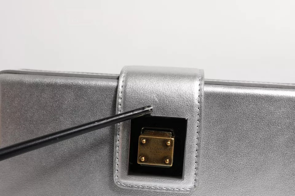 Dolce & Gabbana Metallic Silver DG BOX Leather Shoulder Bag Dolce & Gabbana