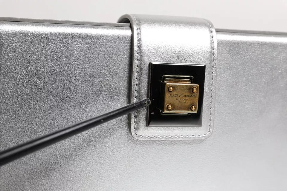 Dolce & Gabbana Metallic Silver DG BOX Leather Shoulder Bag Dolce & Gabbana