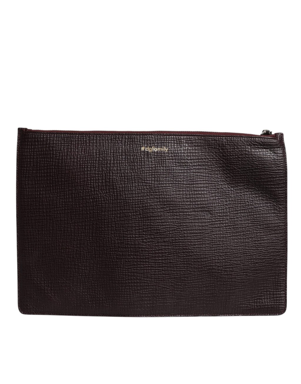 Dolce & Gabbana Brown Leather #DGFamily Embellished Men Clutch Pouch Dolce & Gabbana