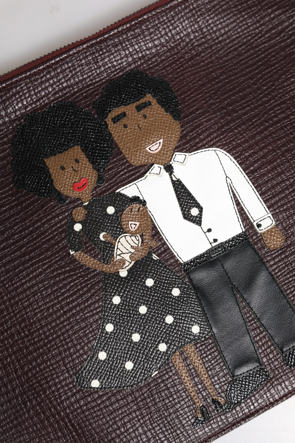 Dolce & Gabbana Brown Leather #DGFamily Embellished Men Clutch Pouch Dolce & Gabbana