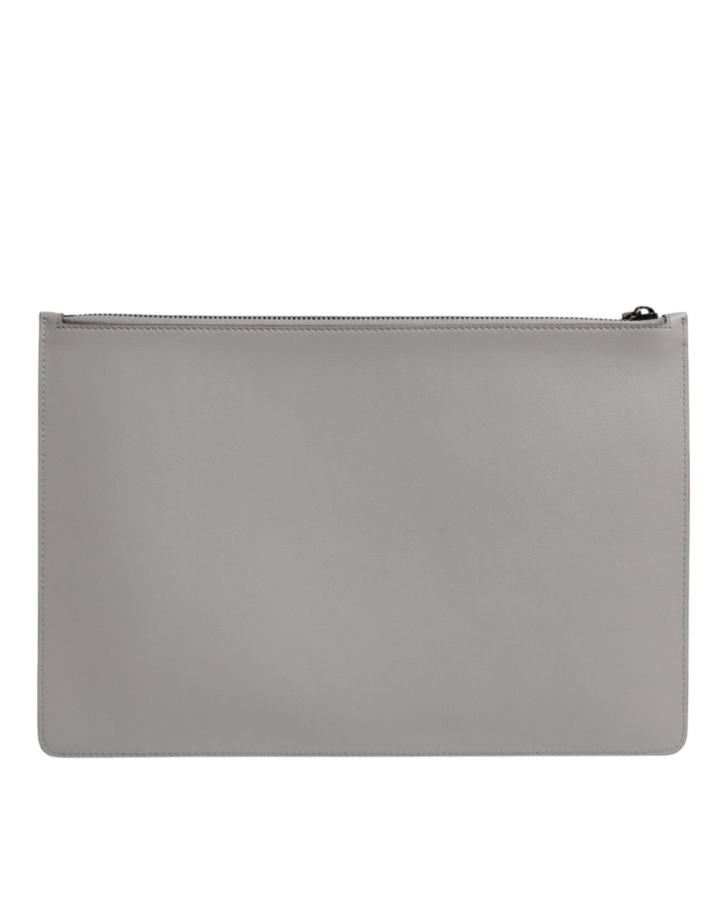 Dolce & Gabbana Gray Solid Leather DG Logo Men Clutch Zip Pouch Dolce & Gabbana