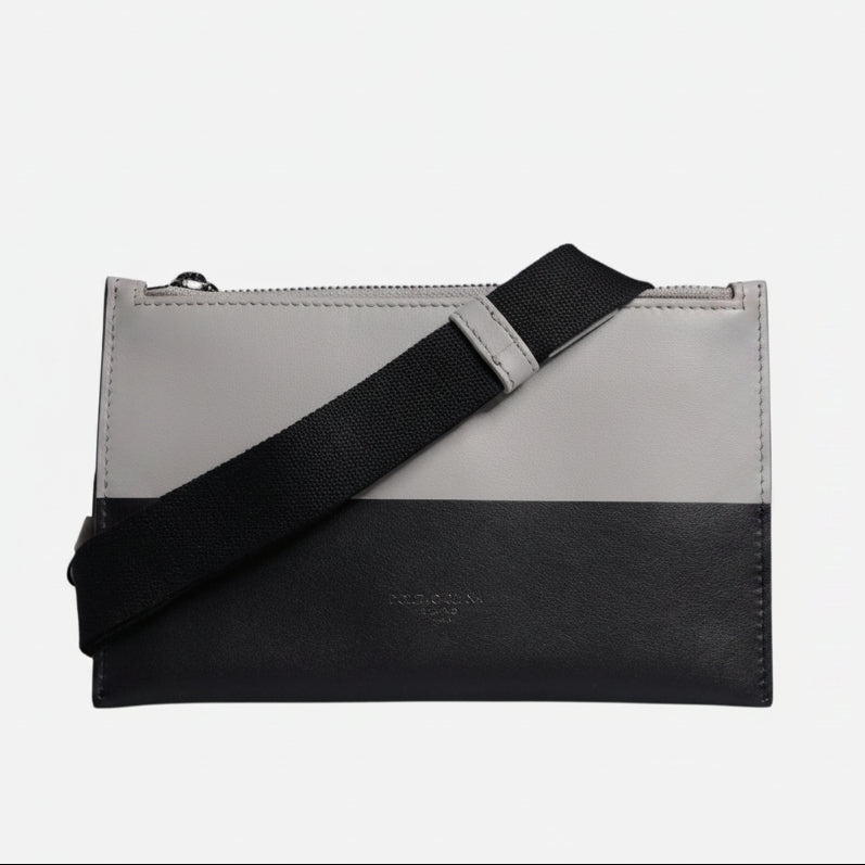 Dolce & Gabbana Black White Leather Logo Embossed Crossbody Bag Dolce & Gabbana