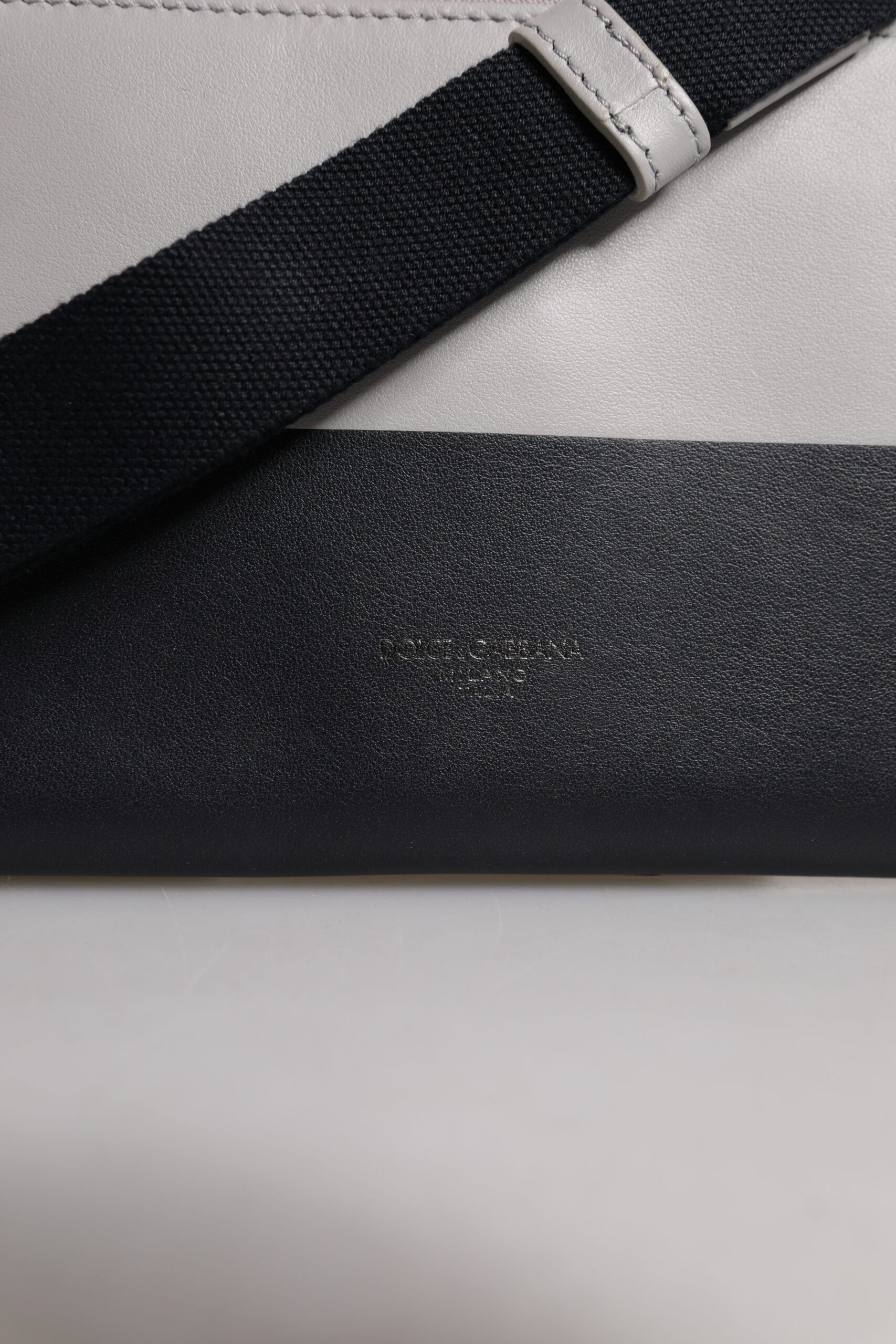 Dolce & Gabbana Black & White Leather Logo Embossed Crossbody Bag Dolce & Gabbana