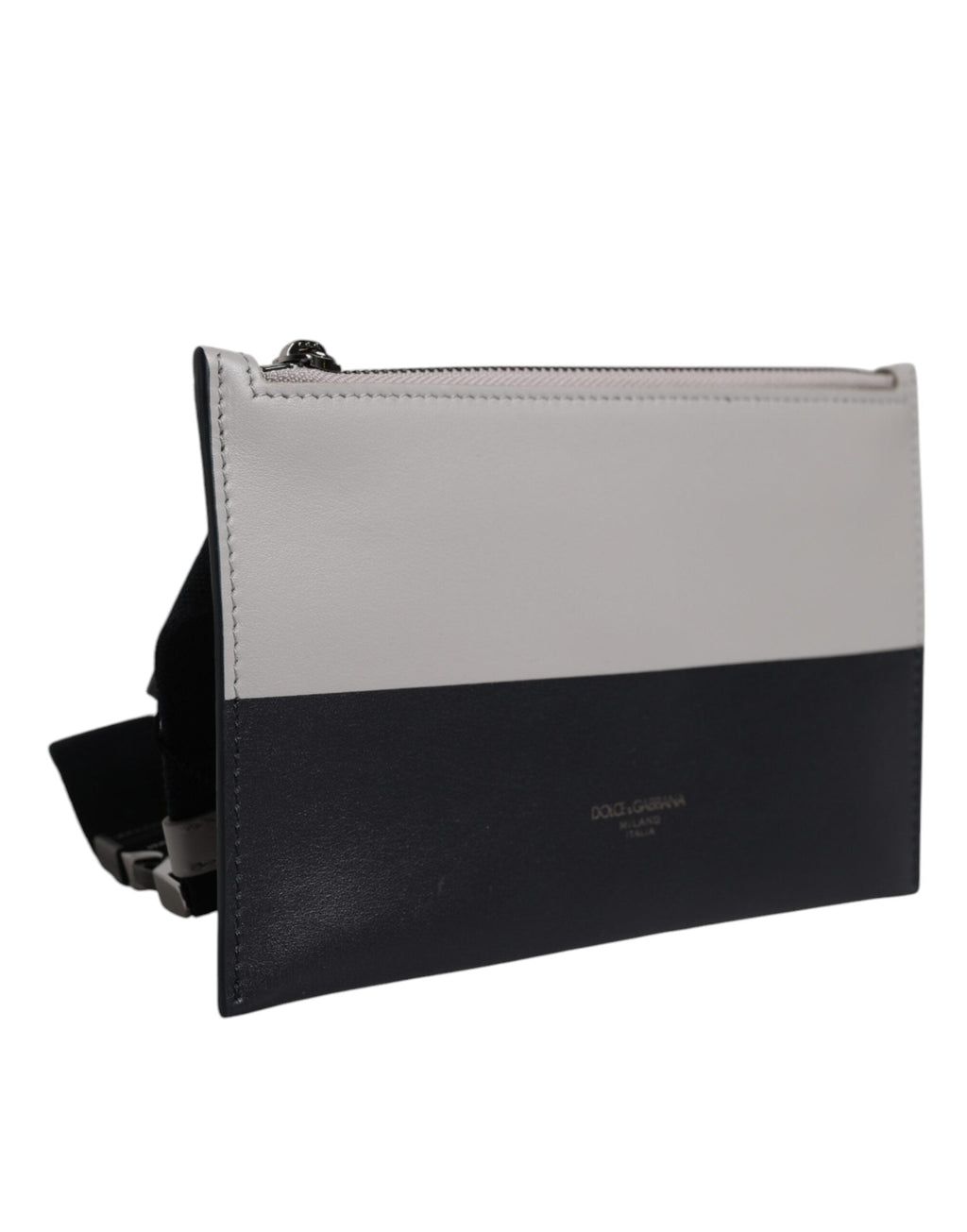 Dolce & Gabbana Black & White Leather Logo Embossed Crossbody Bag Dolce & Gabbana