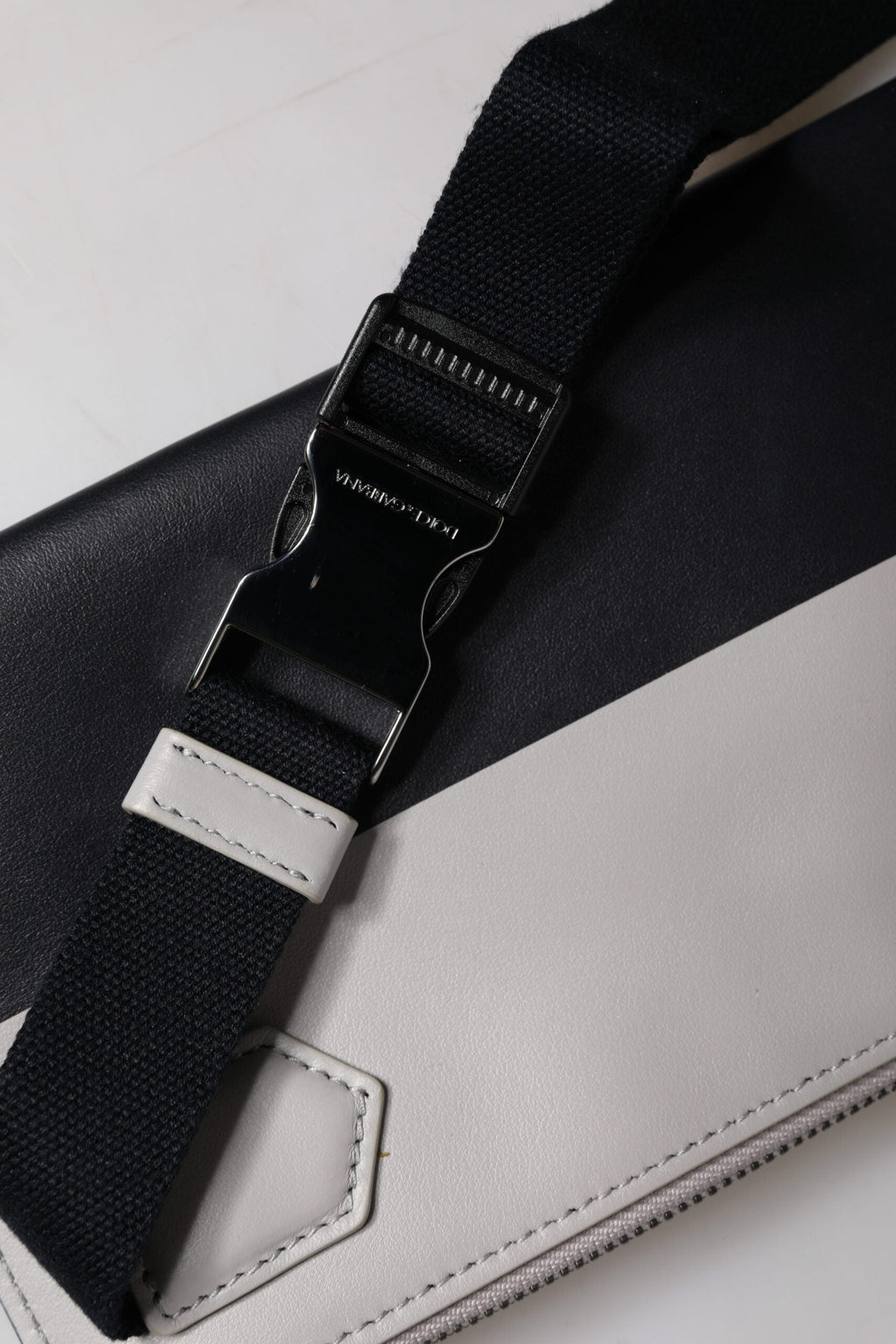 Dolce & Gabbana Black & White Leather Logo Embossed Crossbody Bag Dolce & Gabbana