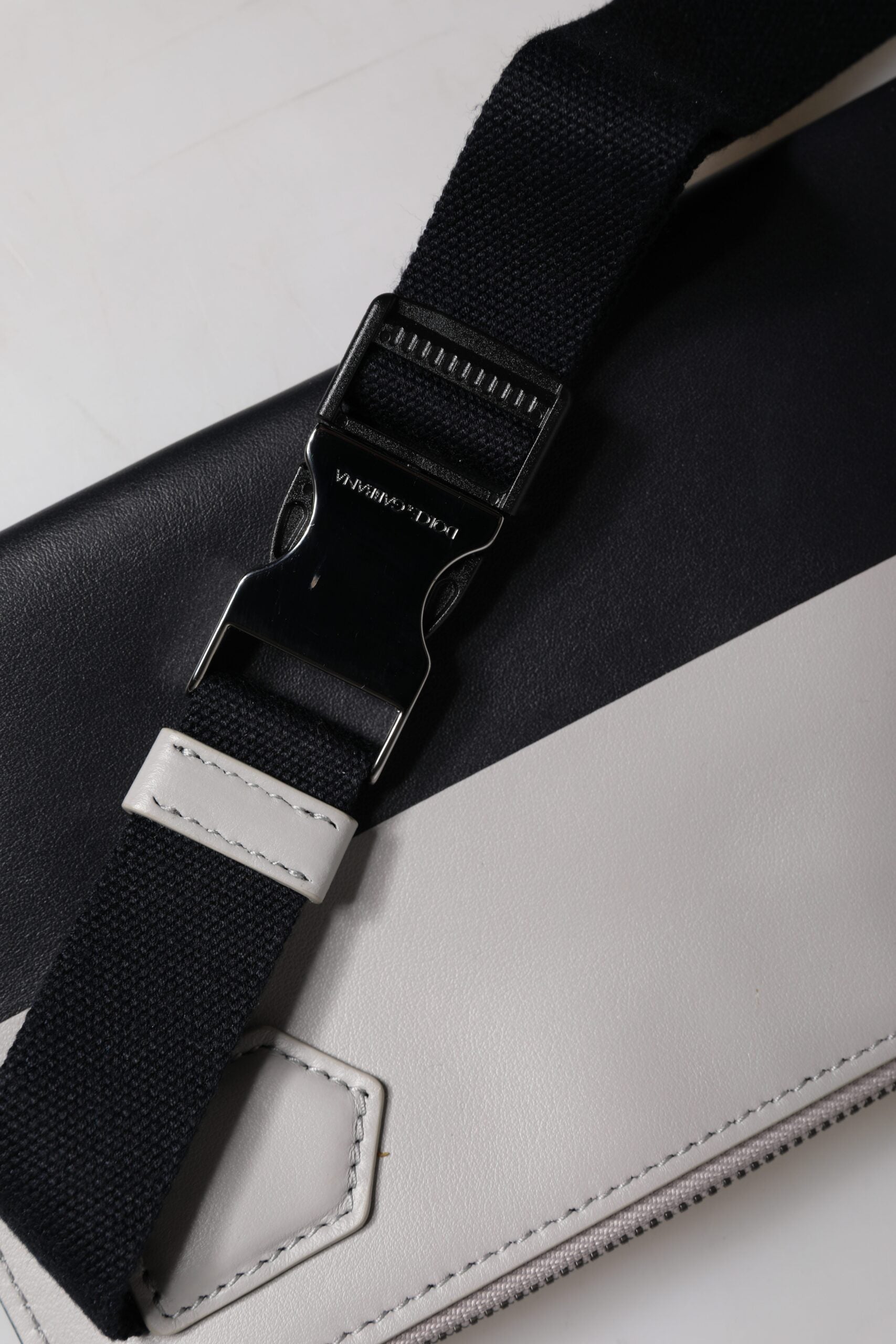 Dolce & Gabbana Black & White Leather Logo Embossed Crossbody Bag Dolce & Gabbana