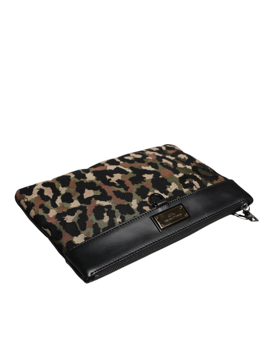 Dolce & Gabbana Multicolor Leopard Jacquard Logo Plaque Pouch Bag Dolce & Gabbana
