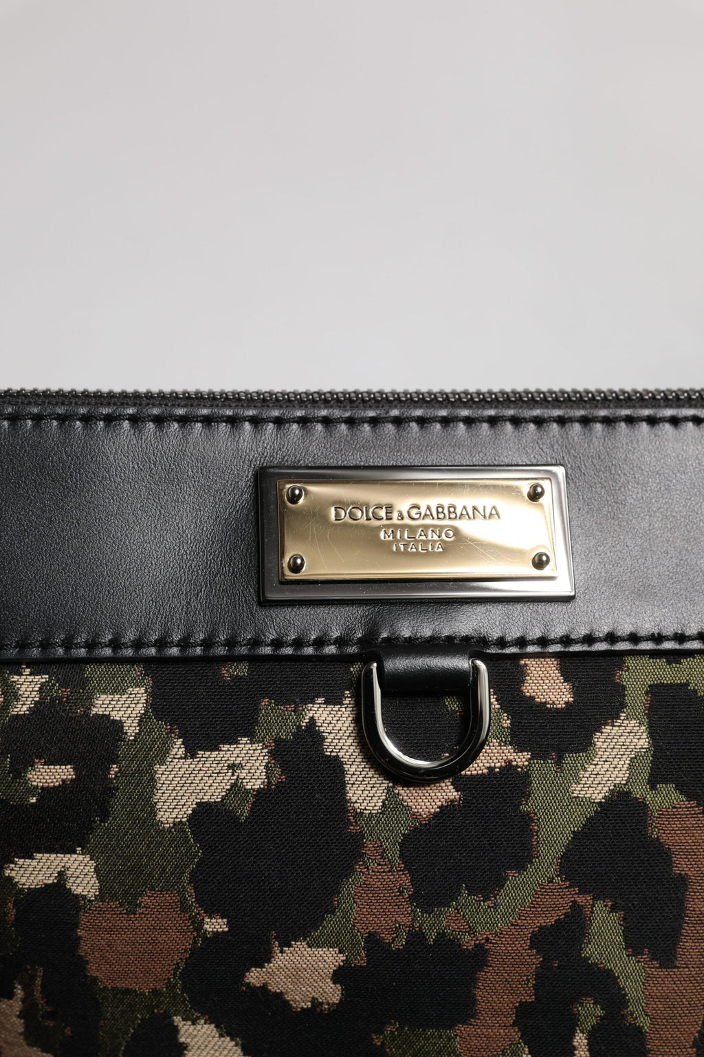 Dolce & Gabbana Multicolor Leopard Jacquard Logo Plaque Pouch Bag Dolce & Gabbana