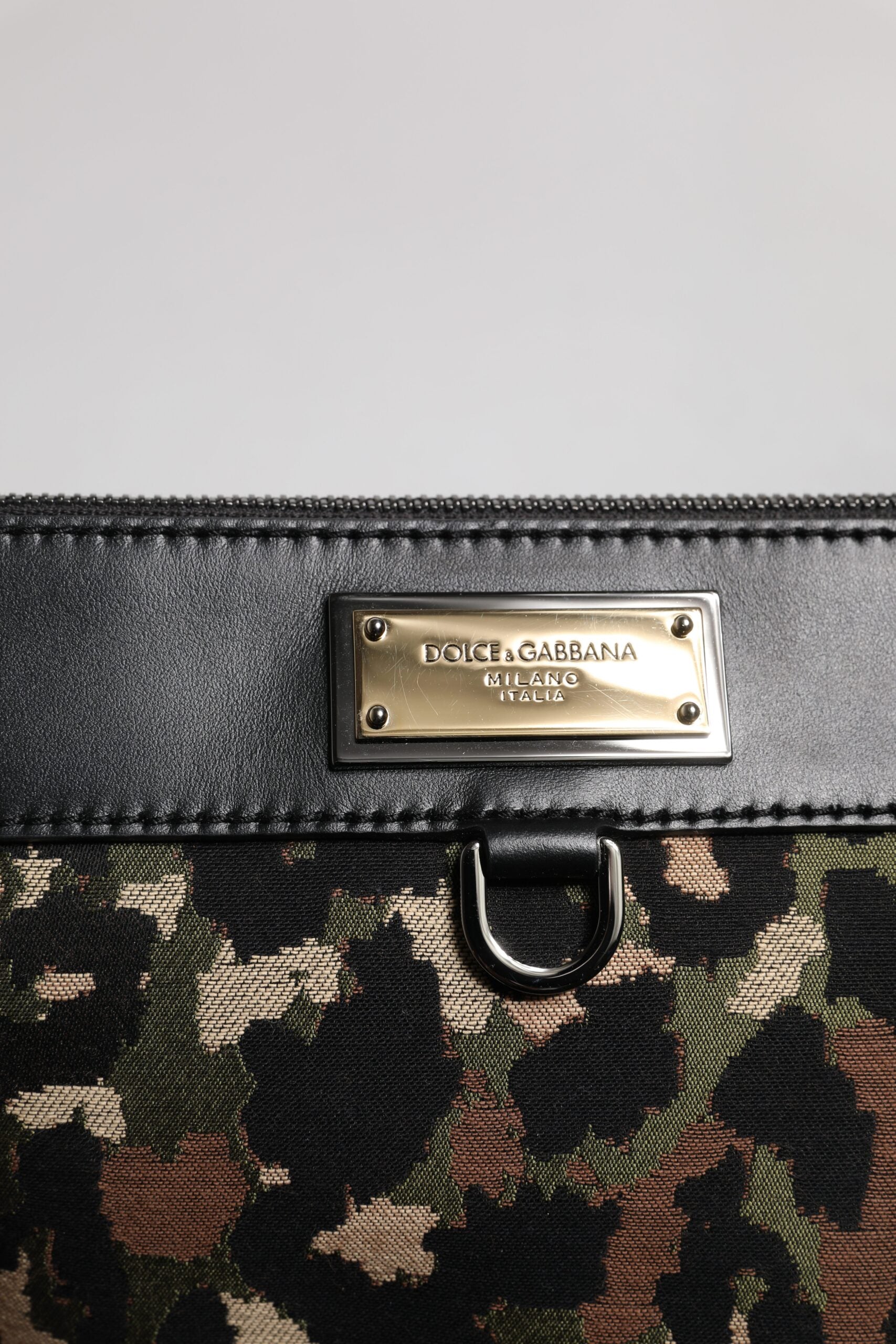 Dolce & Gabbana Multicolor Leopard Jacquard Logo Plaque Pouch Bag Dolce & Gabbana