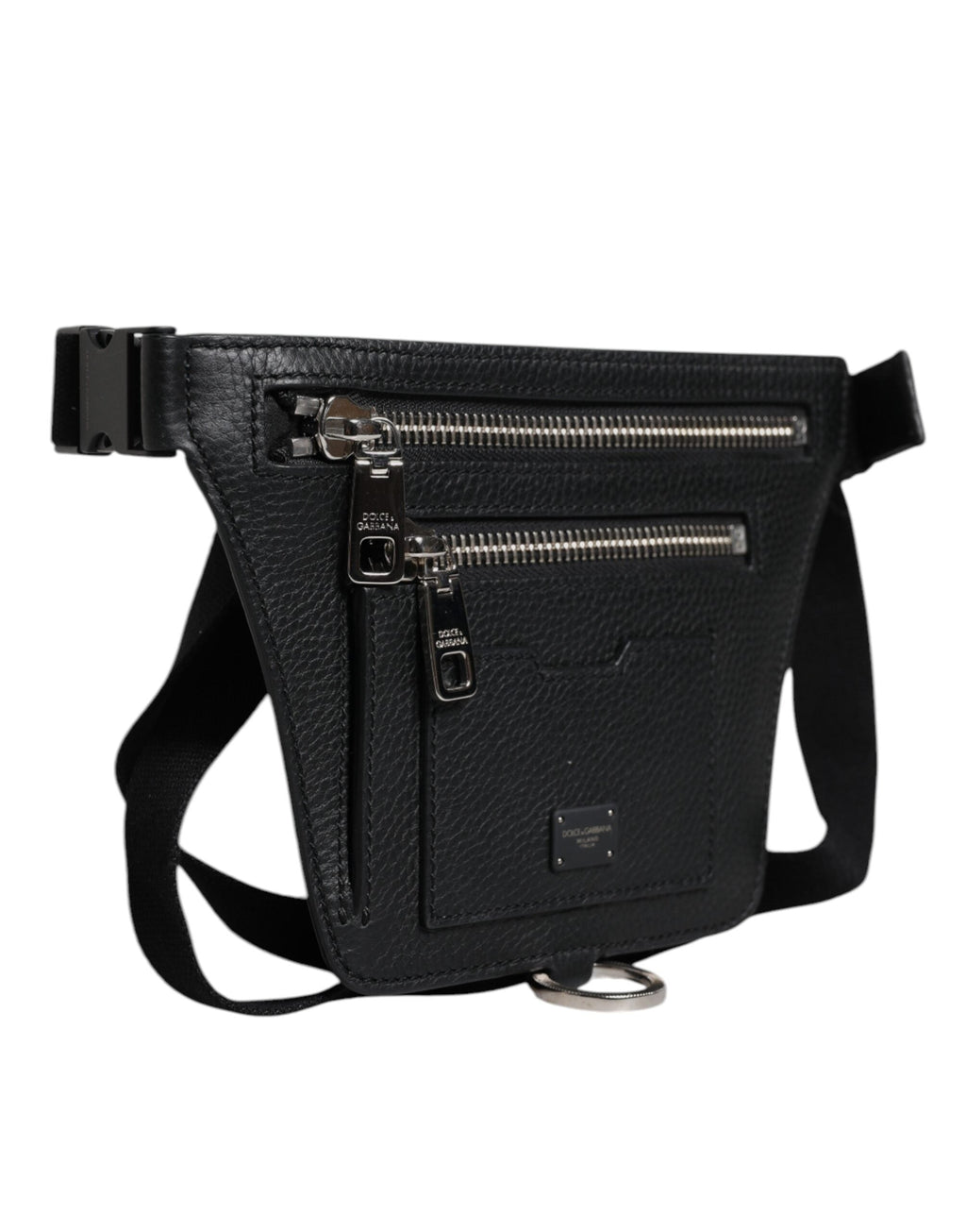 Dolce & Gabbana Black Calfskin Logo Plaque Belt Waist Fanny Pack Dolce & Gabbana