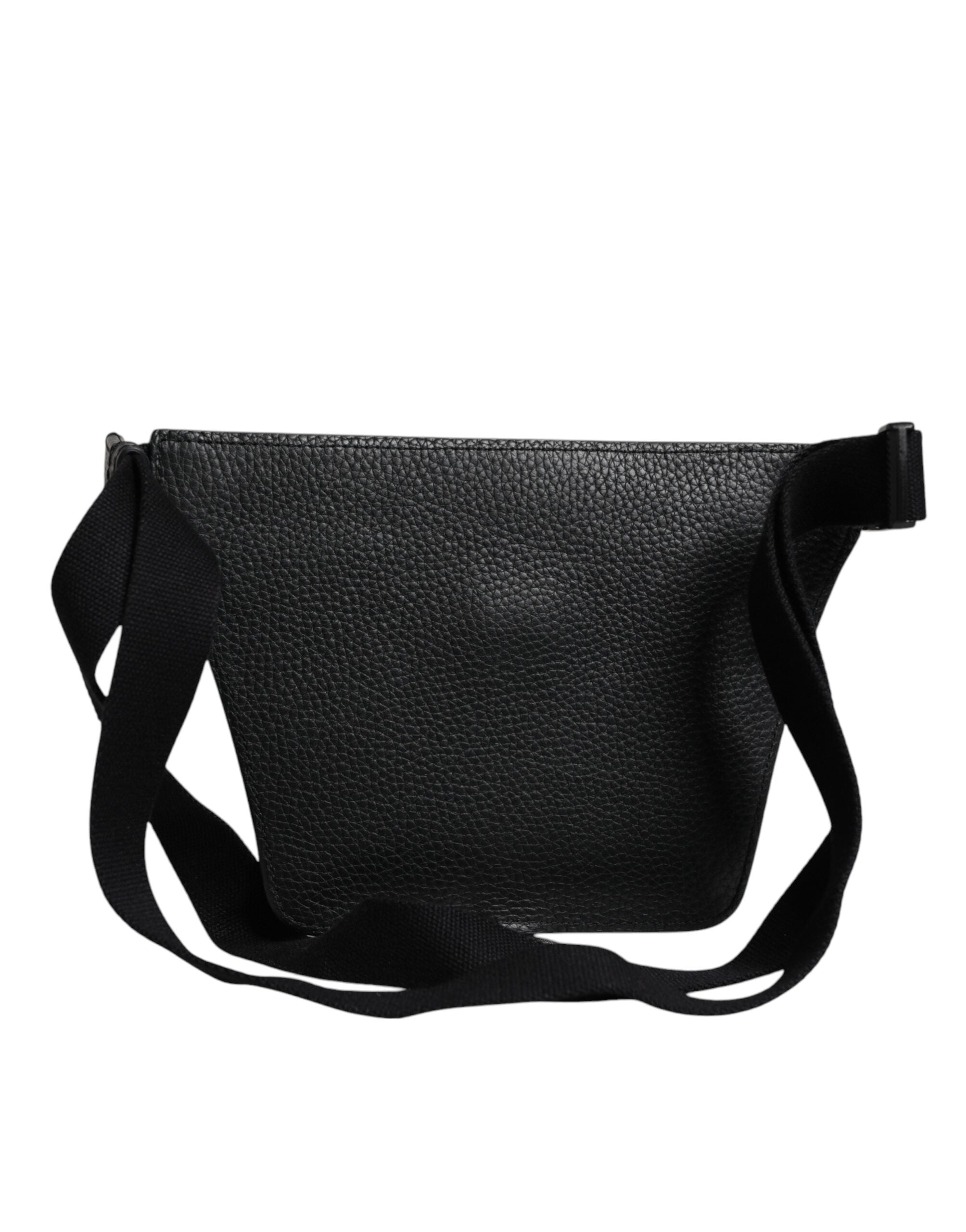 Dolce & Gabbana Black Calfskin Logo Plaque Belt Waist Fanny Pack Dolce & Gabbana