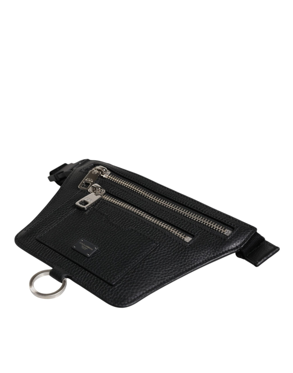 Dolce & Gabbana Black Calfskin Logo Plaque Belt Waist Fanny Pack Dolce & Gabbana