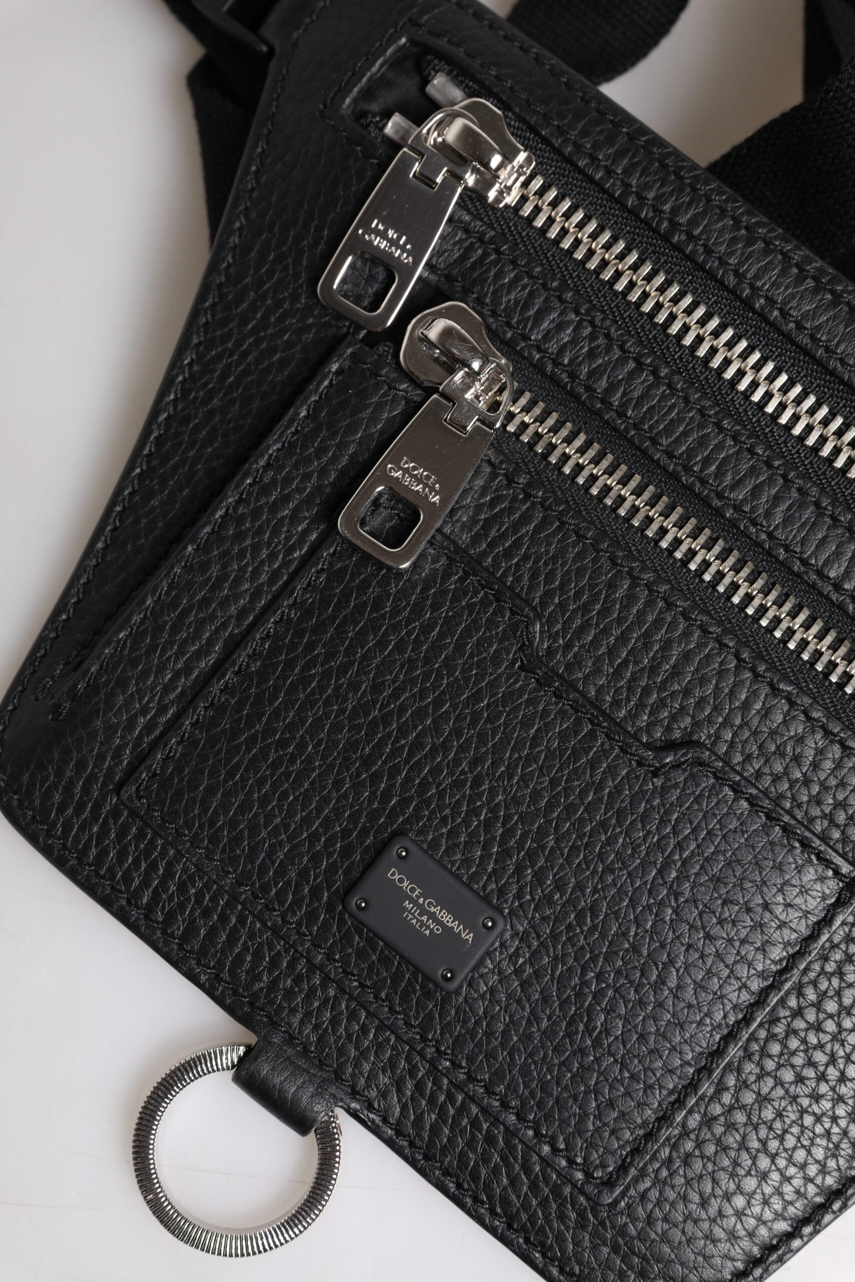 Dolce & Gabbana Black Calfskin Logo Plaque Belt Waist Fanny Pack Dolce & Gabbana