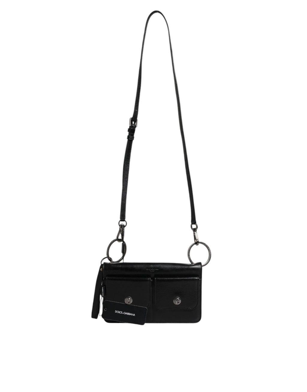 Dolce & Gabbana Black Leather Logo Purse Shoulder Crossbody Bag Dolce & Gabbana