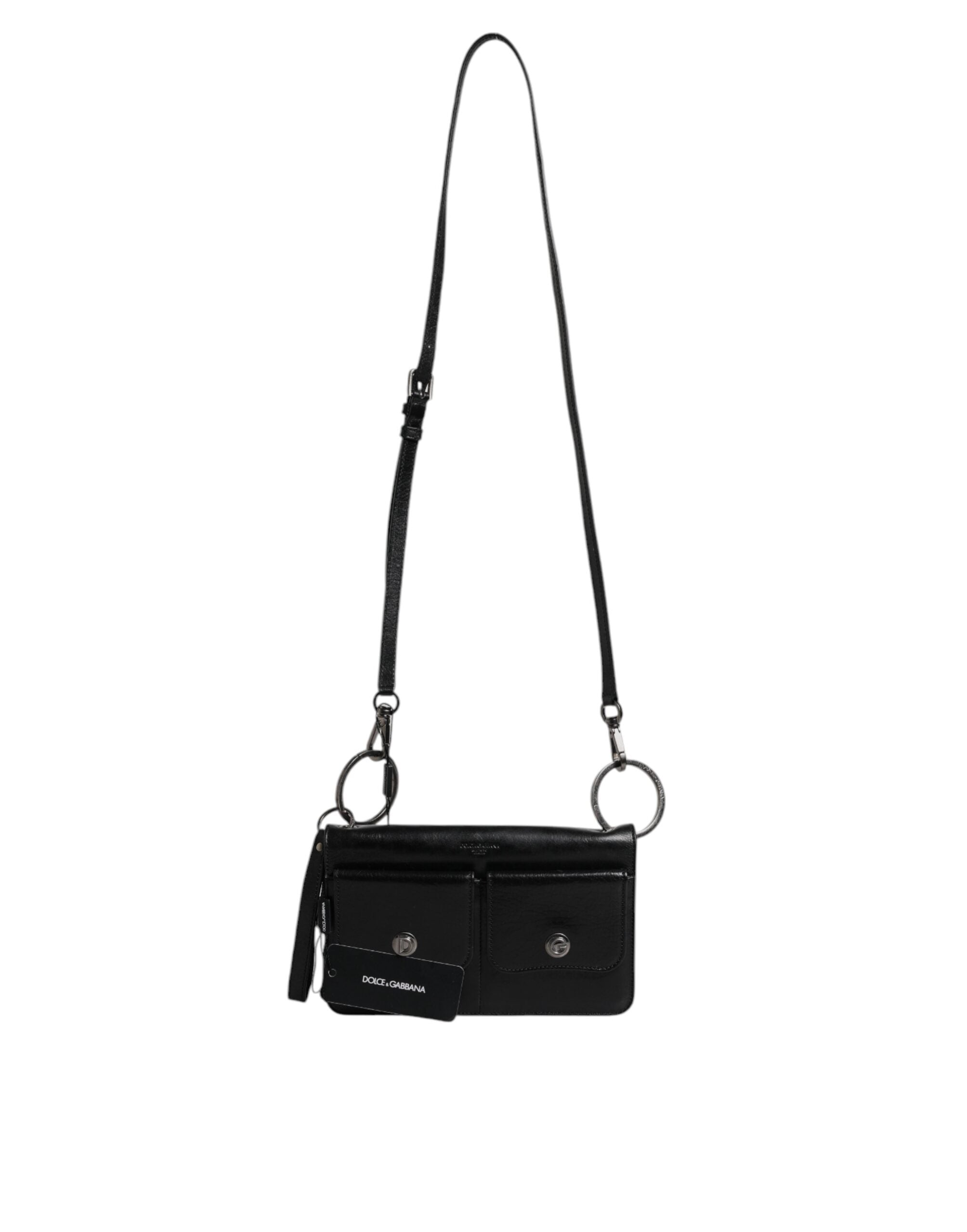 Dolce & Gabbana Black Leather Logo Purse Shoulder Crossbody Bag Dolce & Gabbana