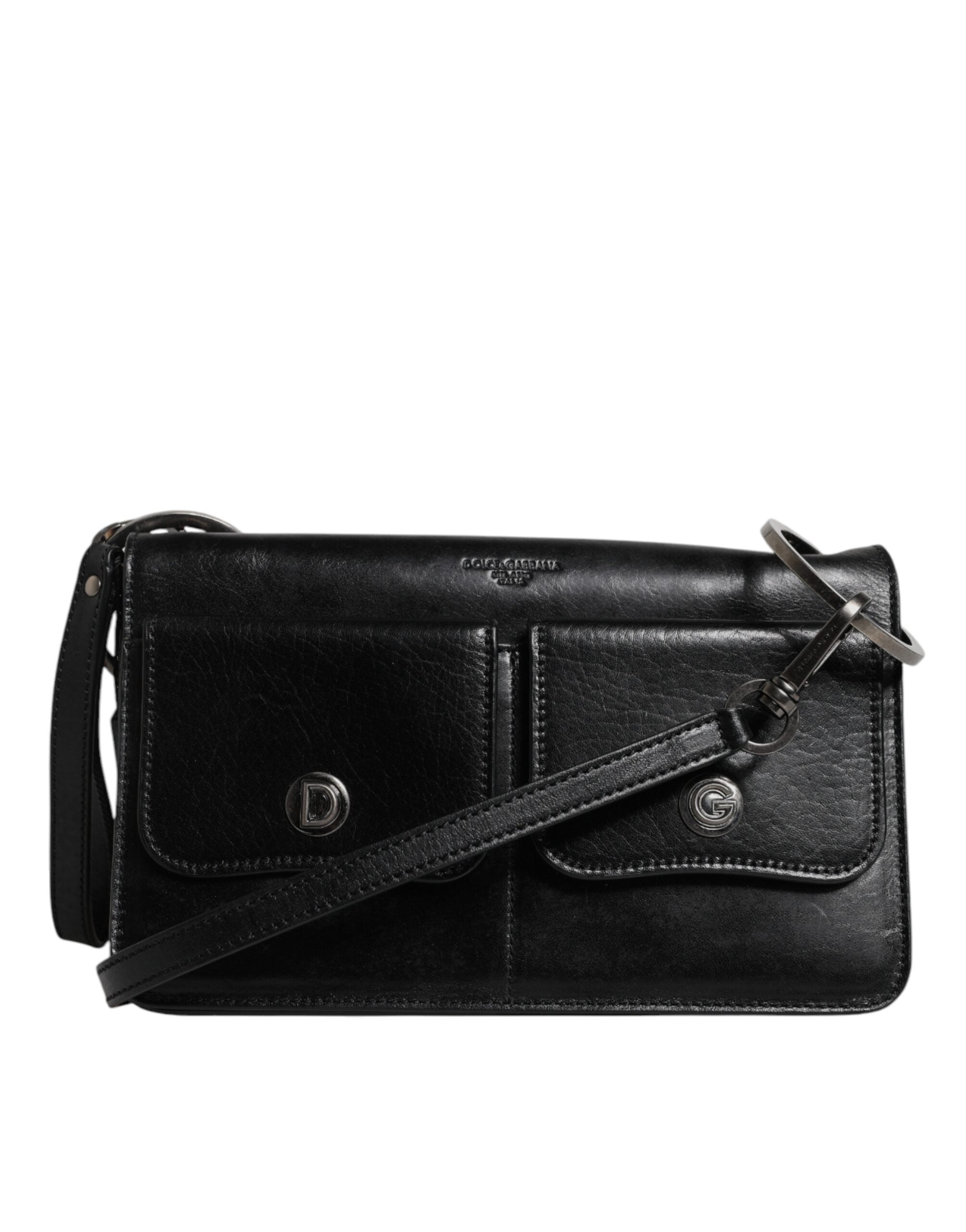 Dolce & Gabbana Black Leather Logo Purse Shoulder Crossbody Bag Dolce & Gabbana