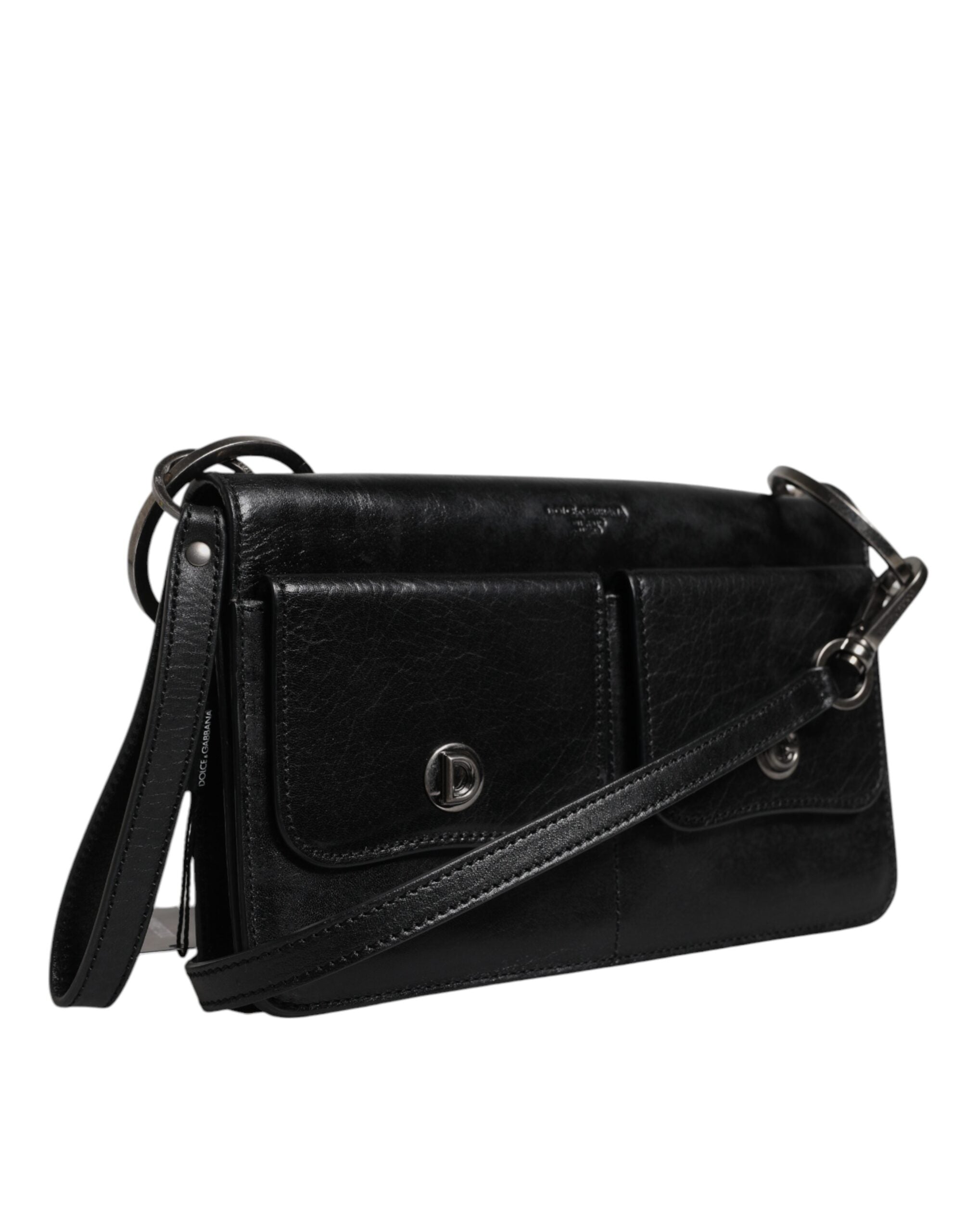 Dolce & Gabbana Black Leather Logo Purse Shoulder Crossbody Bag Dolce & Gabbana
