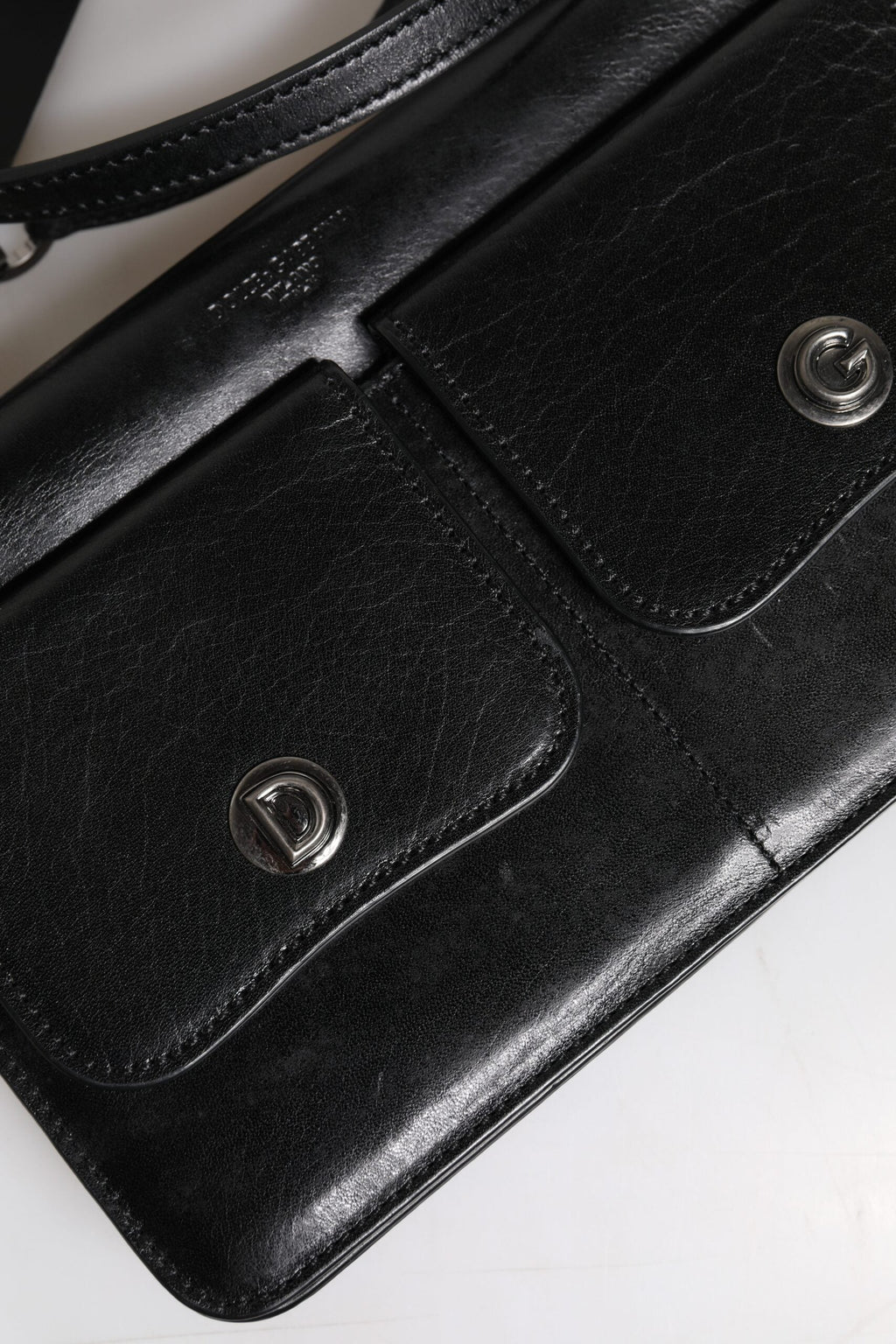 Dolce & Gabbana Black Leather Logo Purse Shoulder Crossbody Bag Dolce & Gabbana